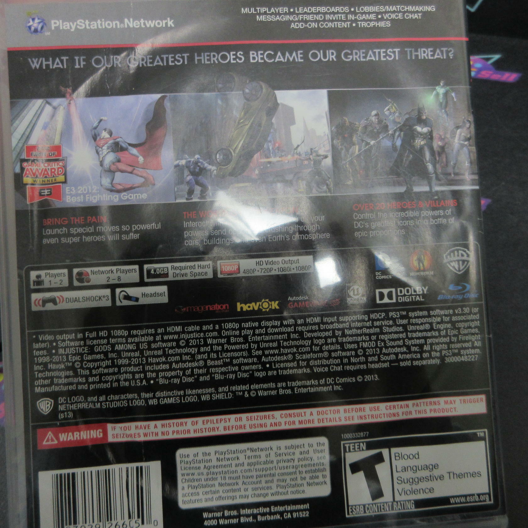 Injustice Gods Among Us PS3 PlayStation 3 AD Complete CIB - Very Good