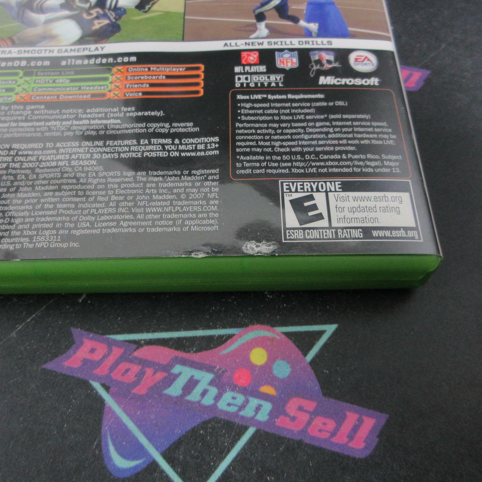 Madden NFL 08 Xbox AD/DD/NM - Very Good
