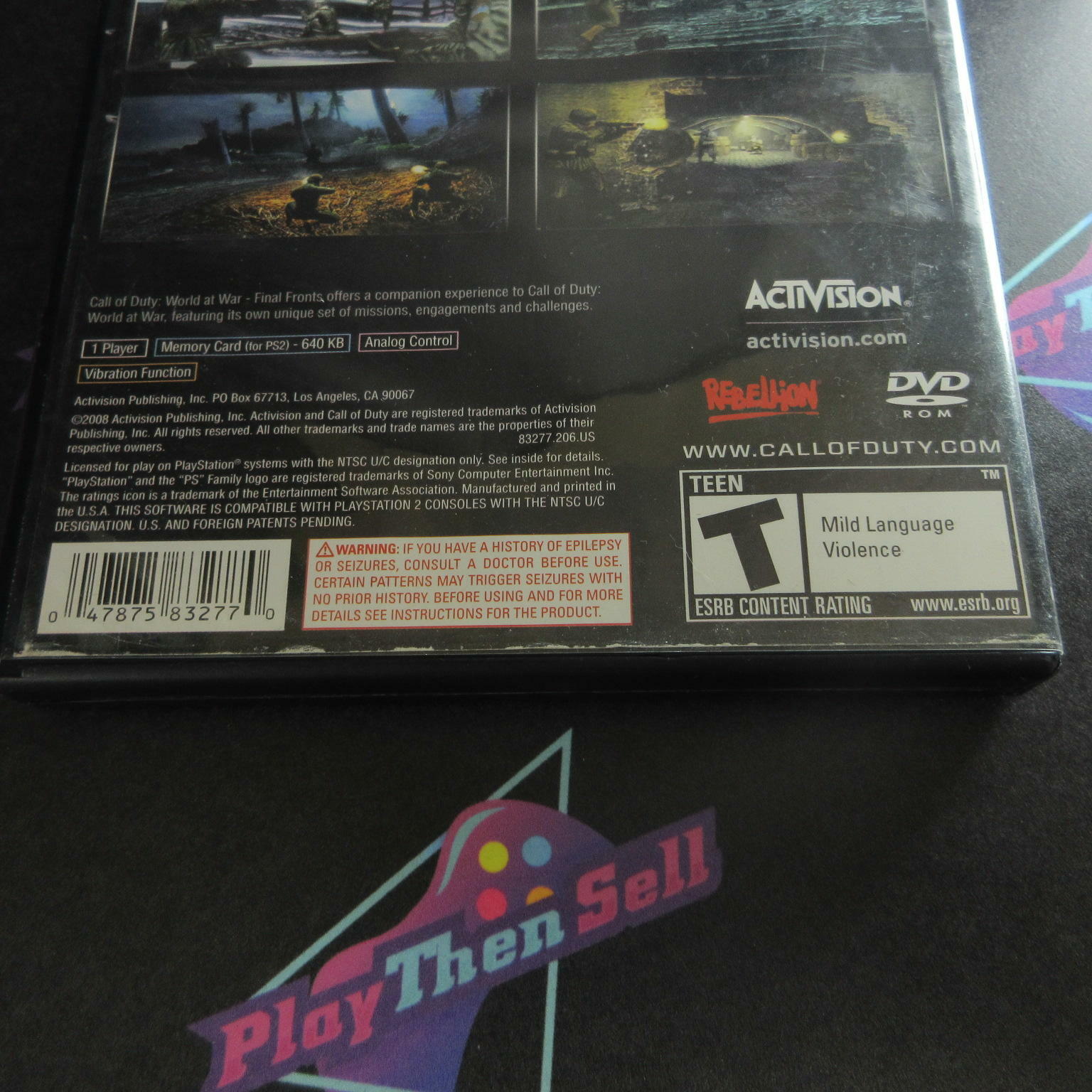 Call of Duty World at War Final Fronts PS2 PlayStation 2 AD/NM - Very Good