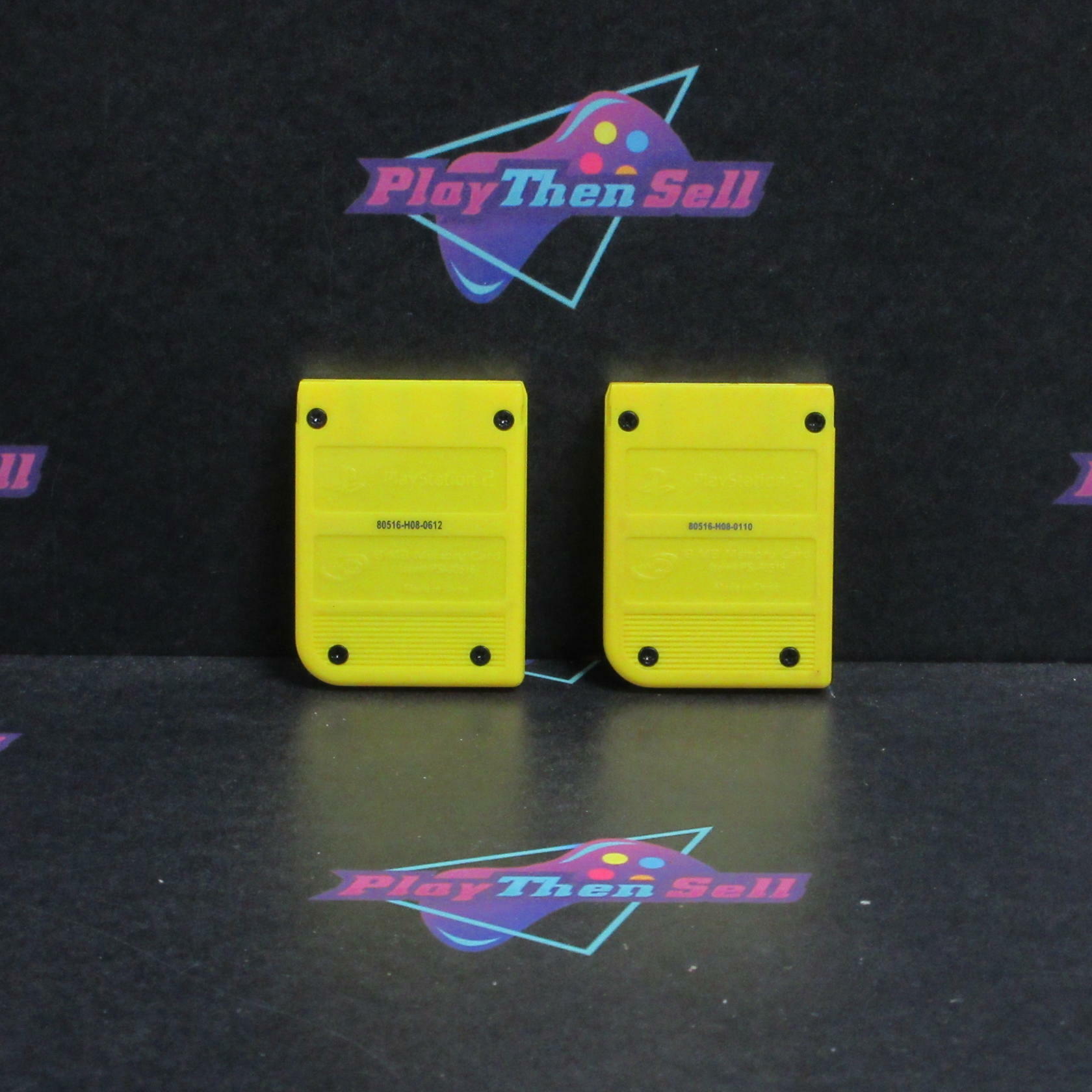 Refurbished 2pk Sony PlayStation 2 PS2 Nyko MagicGate Memory Cards 8MB Yellow - Refurbished