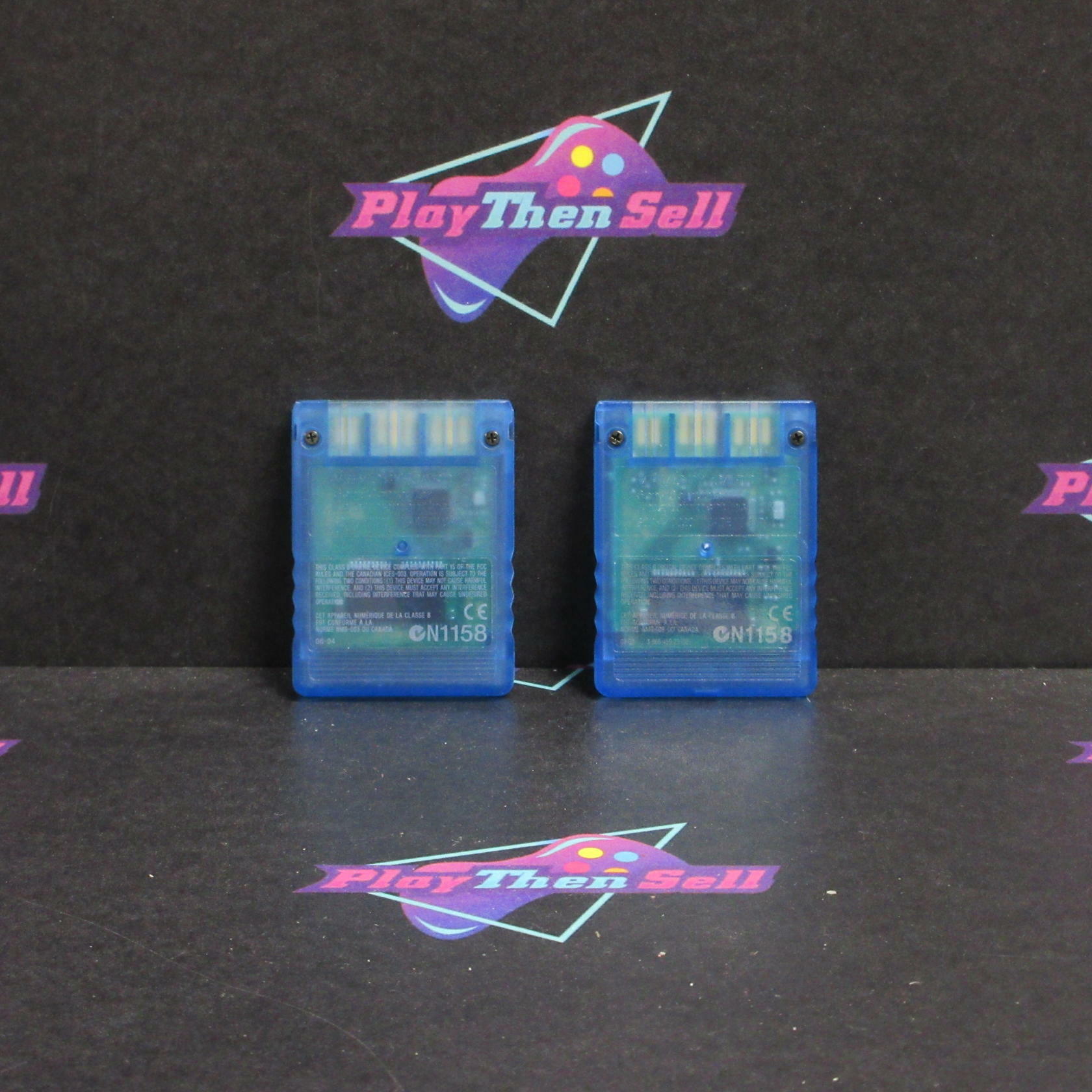 Refurbished 2pk OEM Sony PlayStation 2 PS2 Memory Cards 8MB SCPH10020 Clear Blue - Refurbished