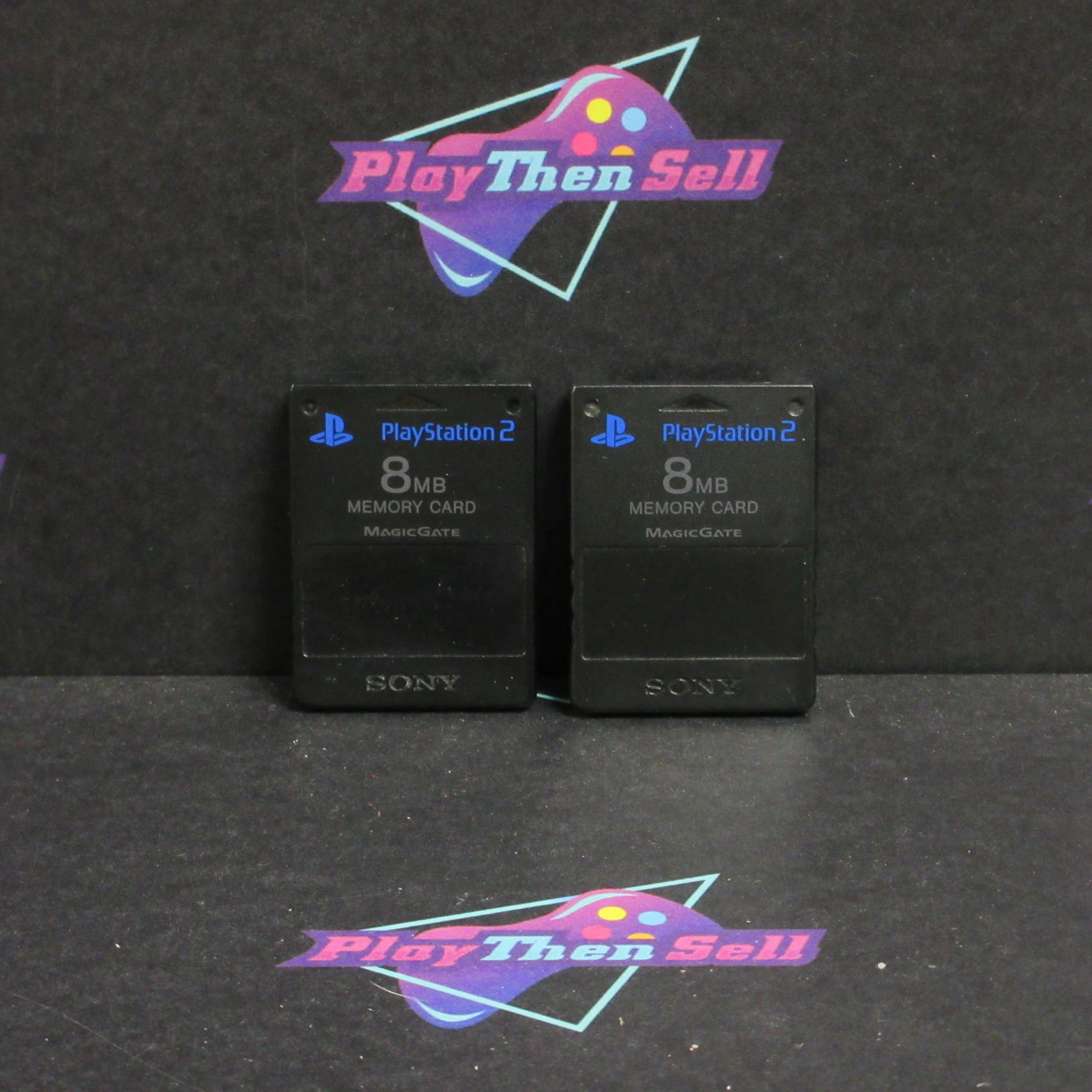 Refurbished 2pk OEM Sony PlayStation 2 PS2 Memory Cards 8MB SCPH-10020 Black - Refurbished