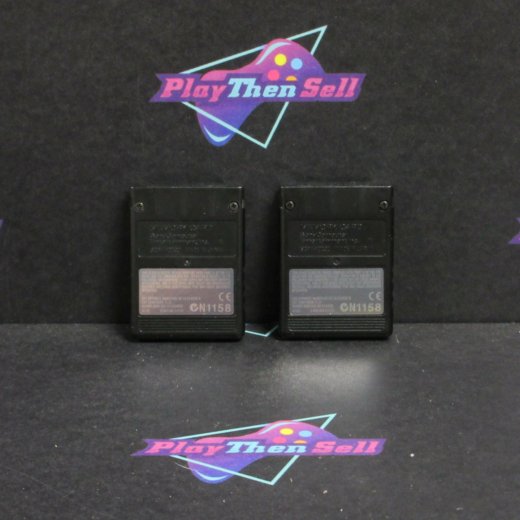 Refurbished 2pk OEM Sony PlayStation 2 PS2 Memory Cards 8MB SCPH-10020 Black - Refurbished
