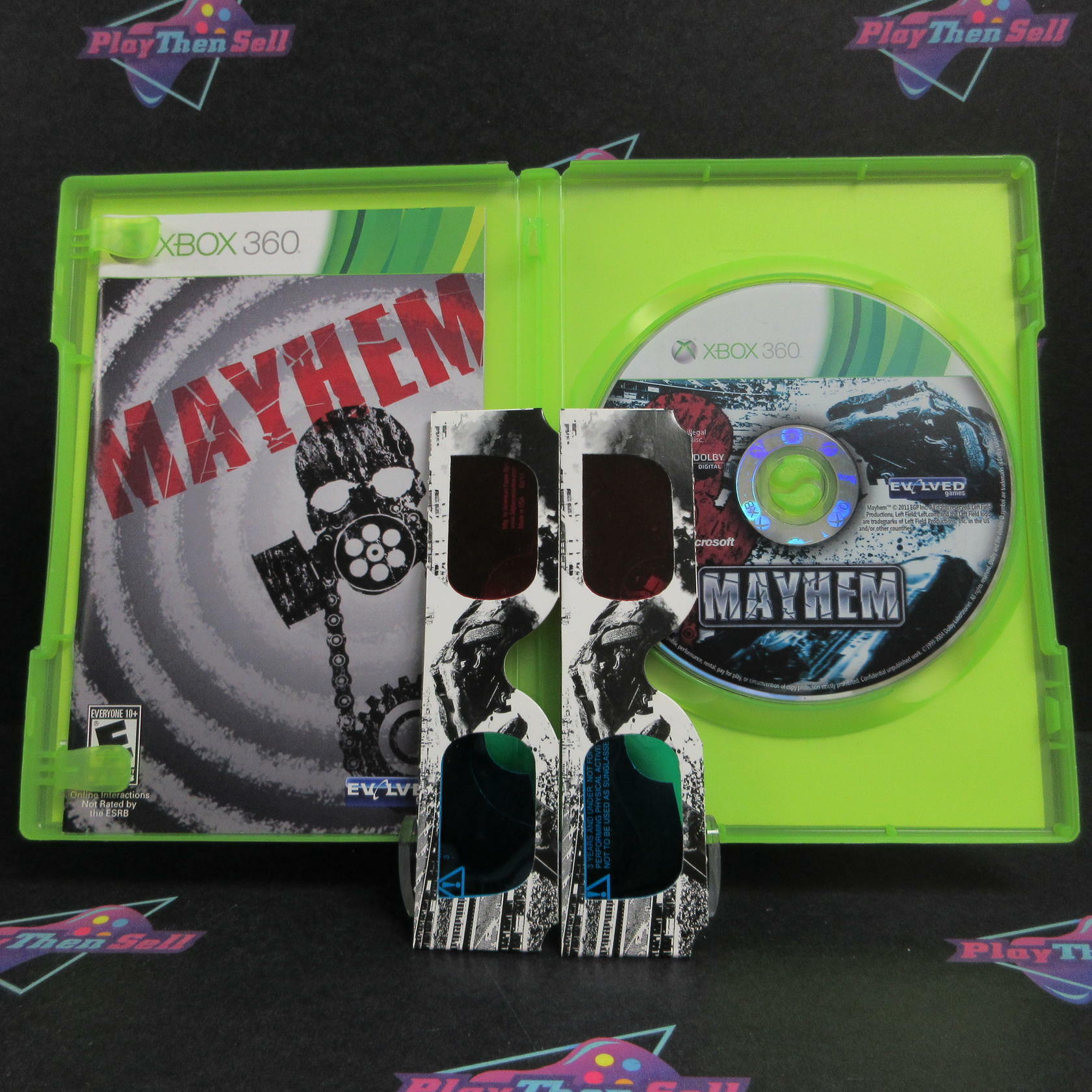 Mayhem 3D Xbox 360 + 3D Glasses Complete - Excellent
