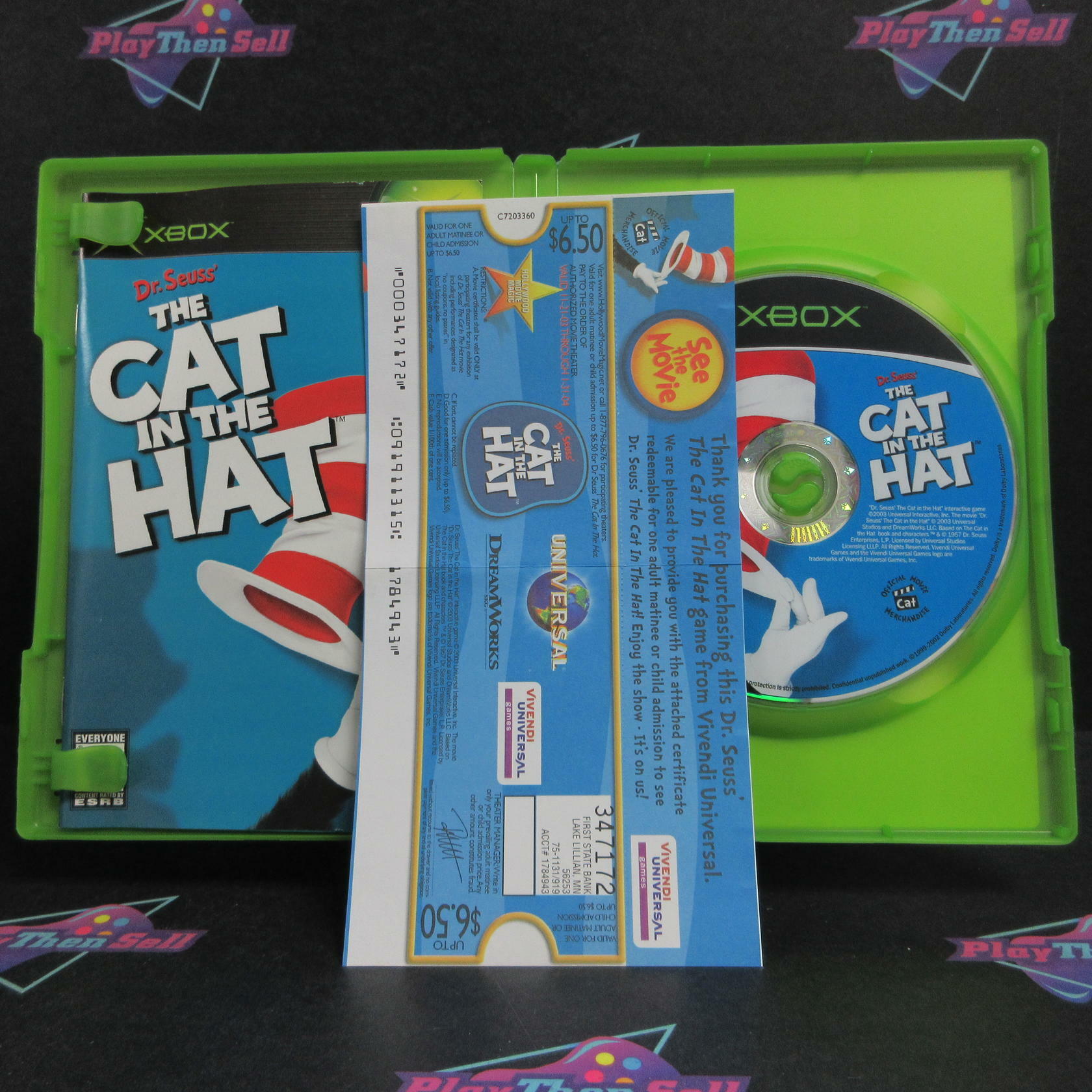 Dr. Seuss The Cat in the Hat Xbox + Reg Card / Movie Ticket Complete - Refurbished