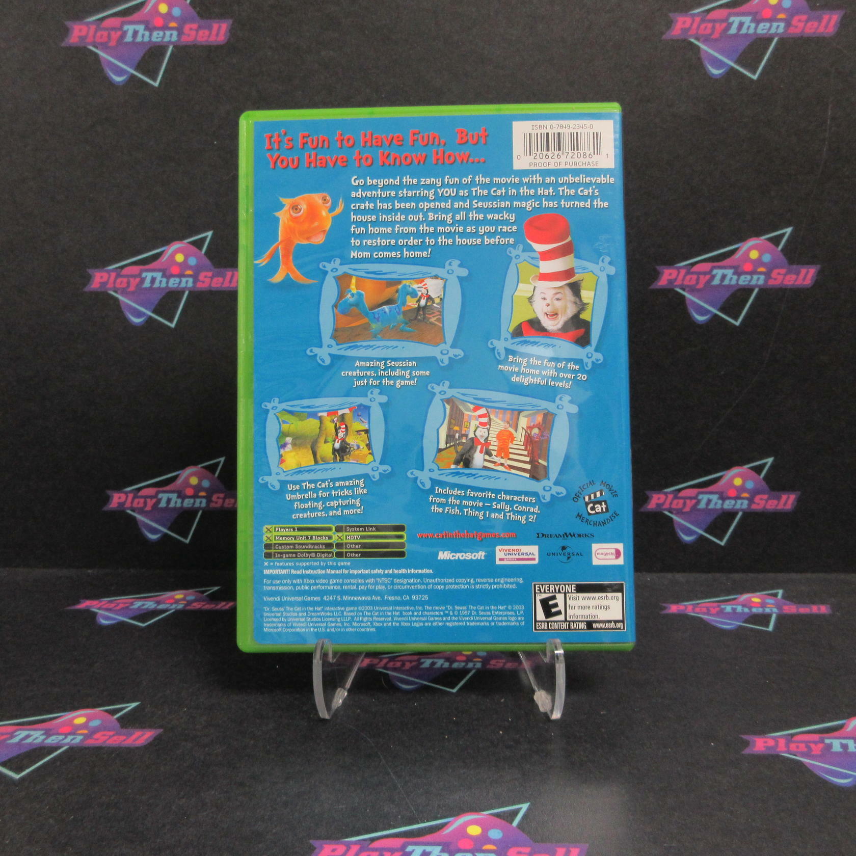 Dr. Seuss The Cat in the Hat Xbox + Reg Card / Movie Ticket Complete - Refurbished