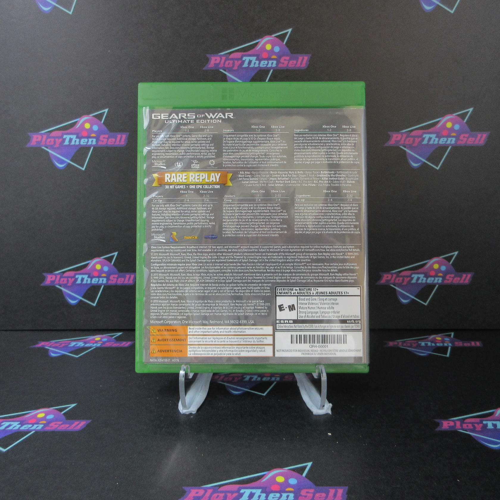 Gears of War Ultimate Edition and Rare Replay Xbox One + Stickers - Like New