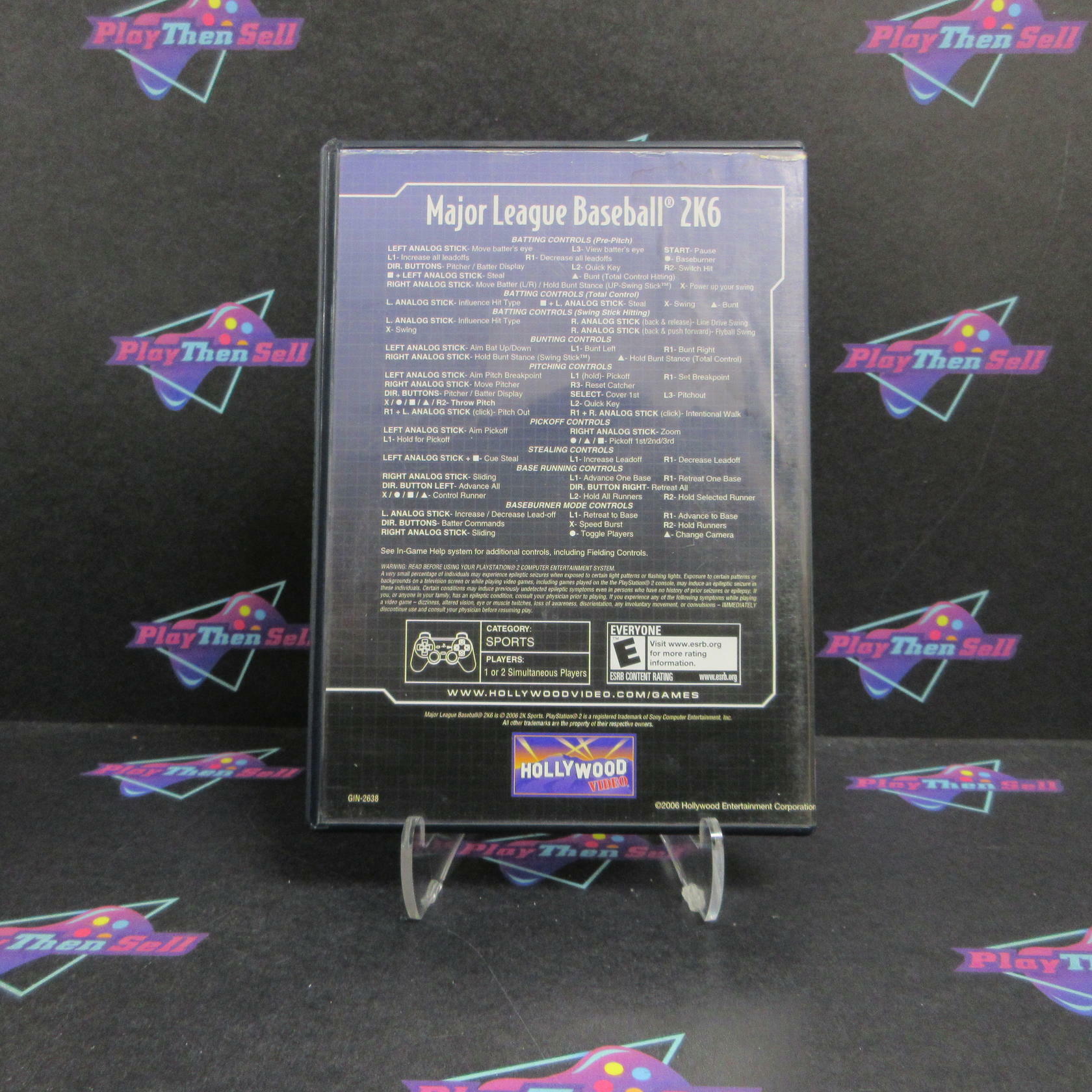 Major League Baseball 2K6 PS2 PlayStation 2 Rental Art AD/DD/NM - Very Good