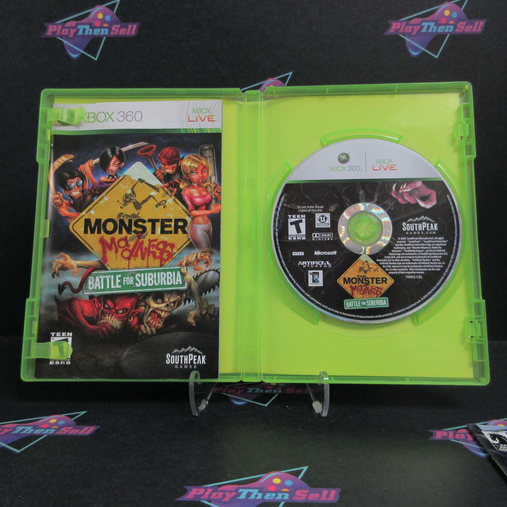 Monster Madness Battle for Suburbia Xbox 360 AD + Comic Complete CIB - Very Good