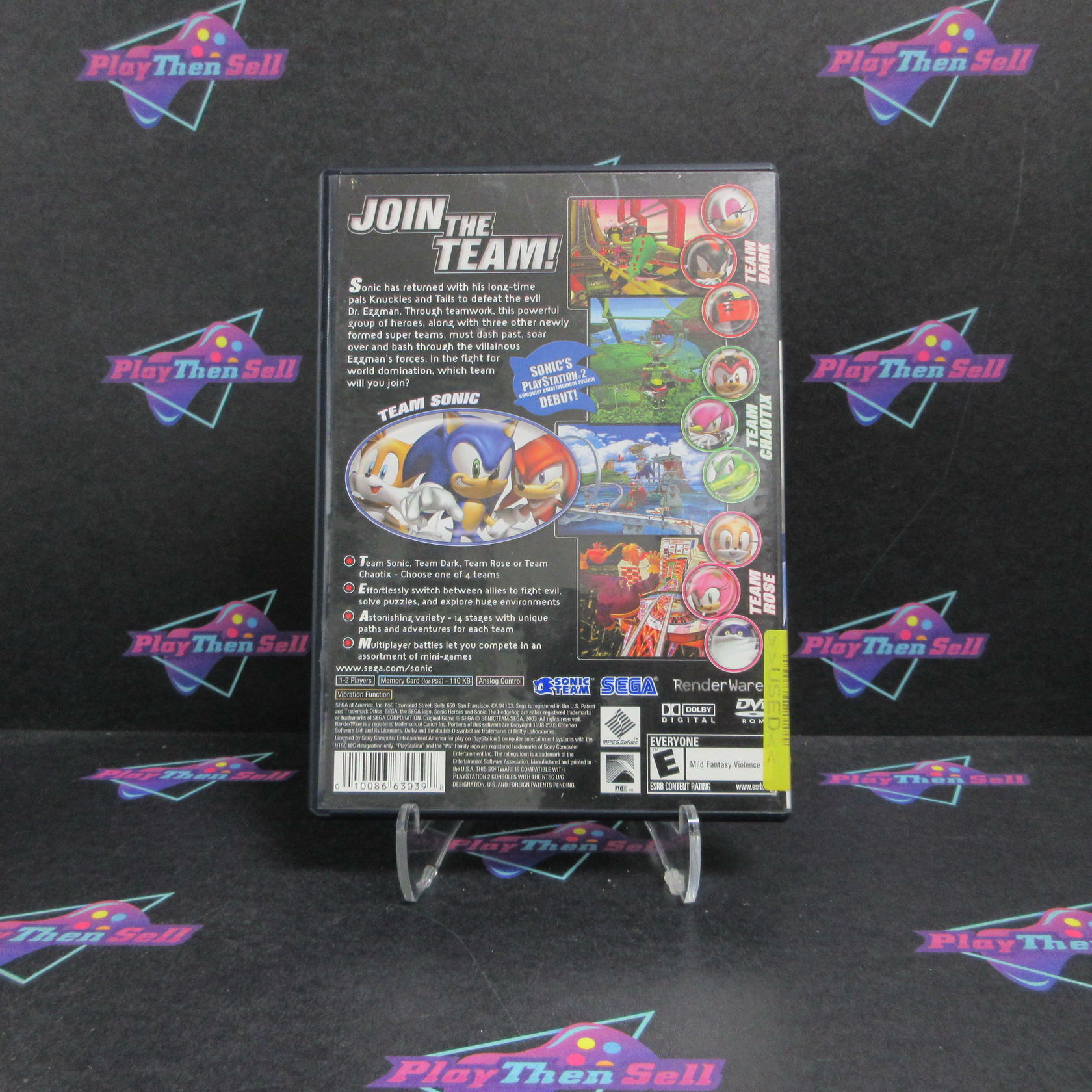 Sonic Heroes PS2 PlayStation 2 AD + Reg Card Complete CIB - Very Good