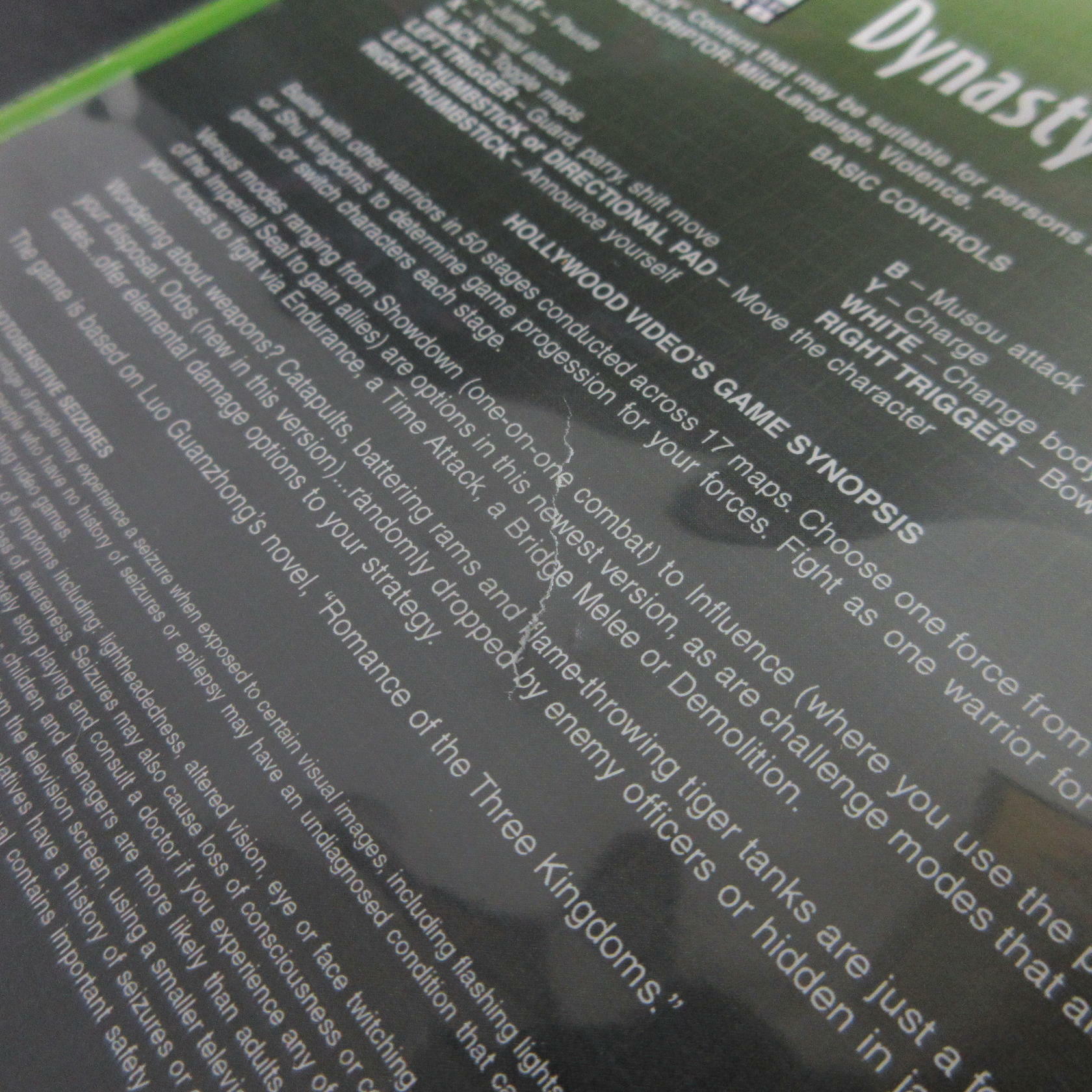 Dynasty Warriors 4 Xbox Rental Art AD/NM - Very Good