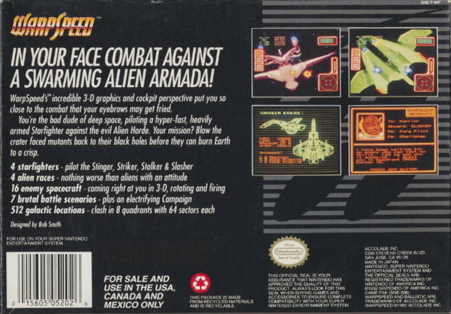 WarpSpeed Super Nintendo SNES Cartridge Only AD Authentic / Tested - Very Good