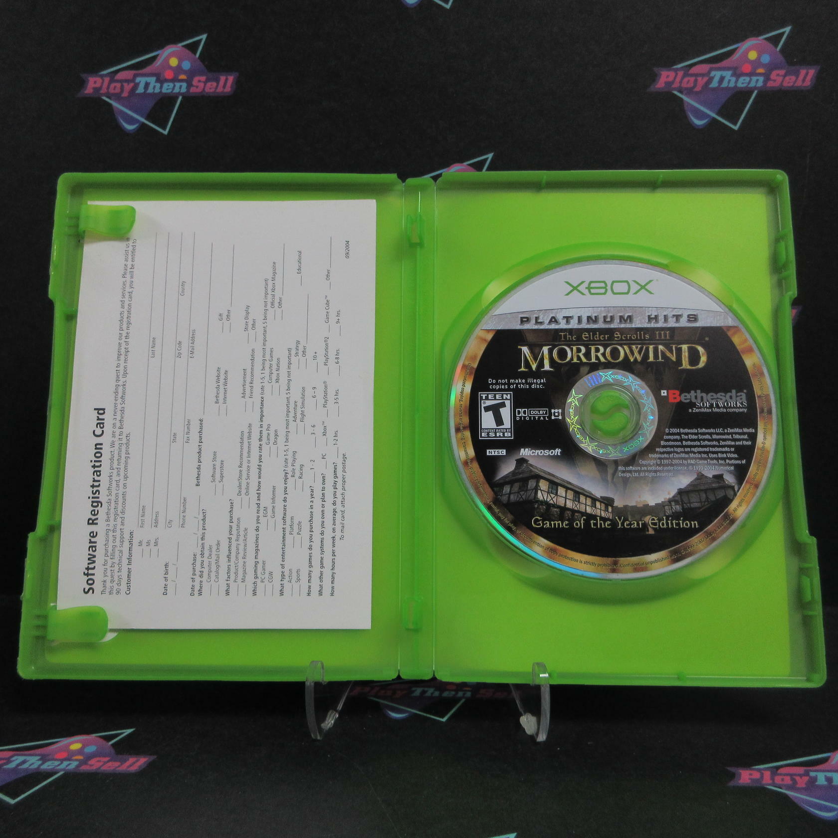 The Elder Scrolls III Morrowind GOTY Xbox PH AD/NM + Reg Card - Very Good