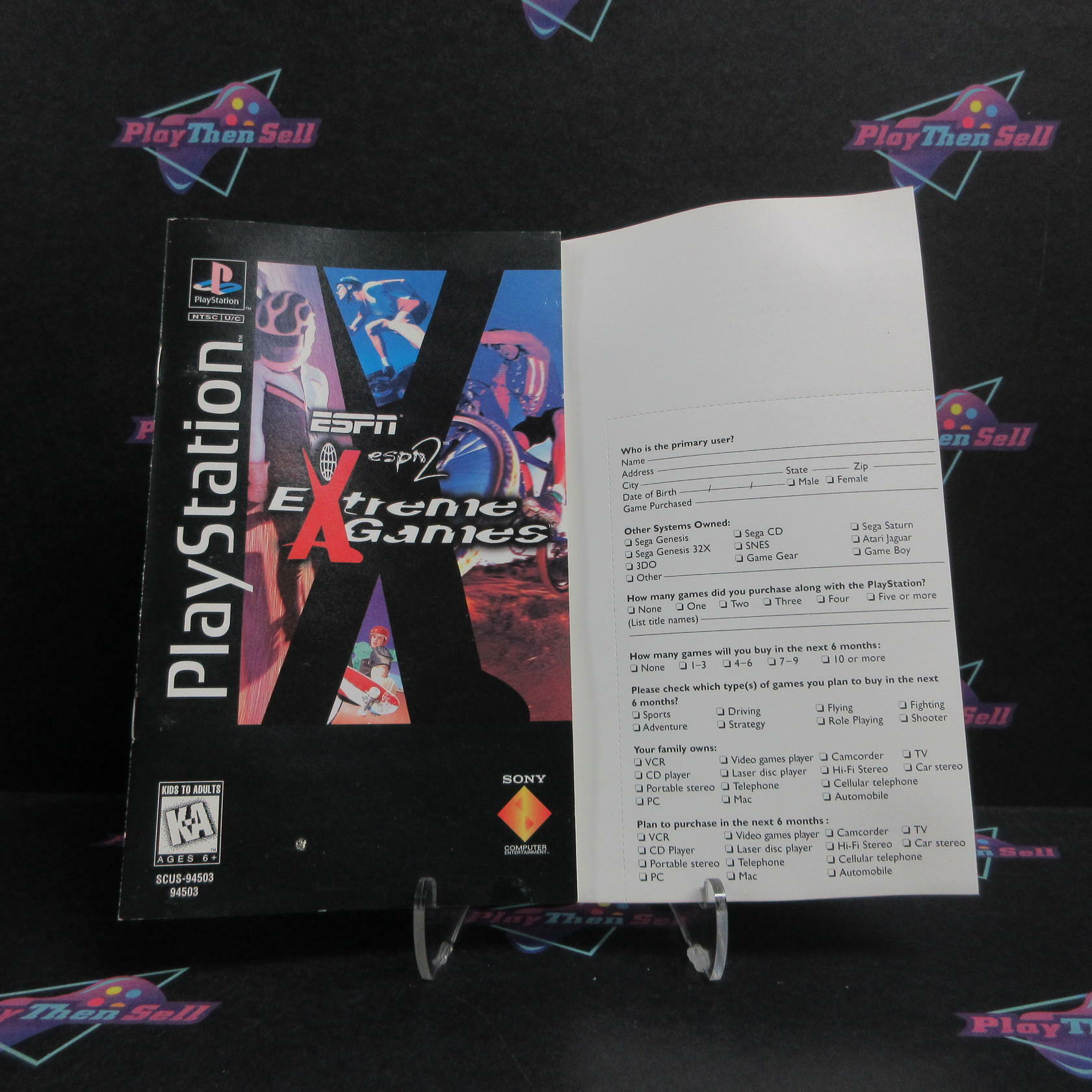 ESPN ESPN 2 Extreme Games Long Box PS1 PlayStation 1 CS + Reg Card Complete CIB - Very Good