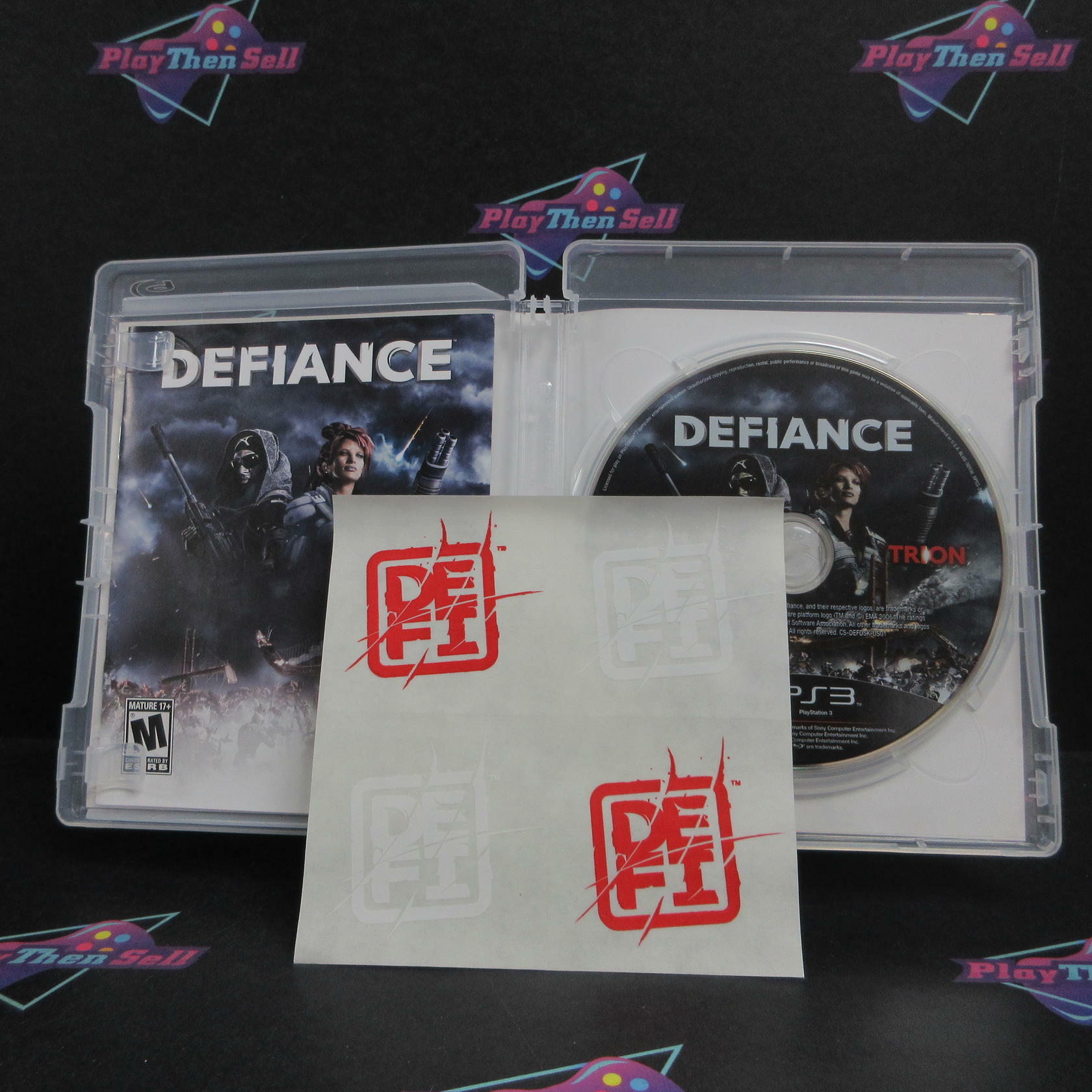 Defiance PS3 PlayStation 3 + Stickers / Post Cards Complete - Excellent