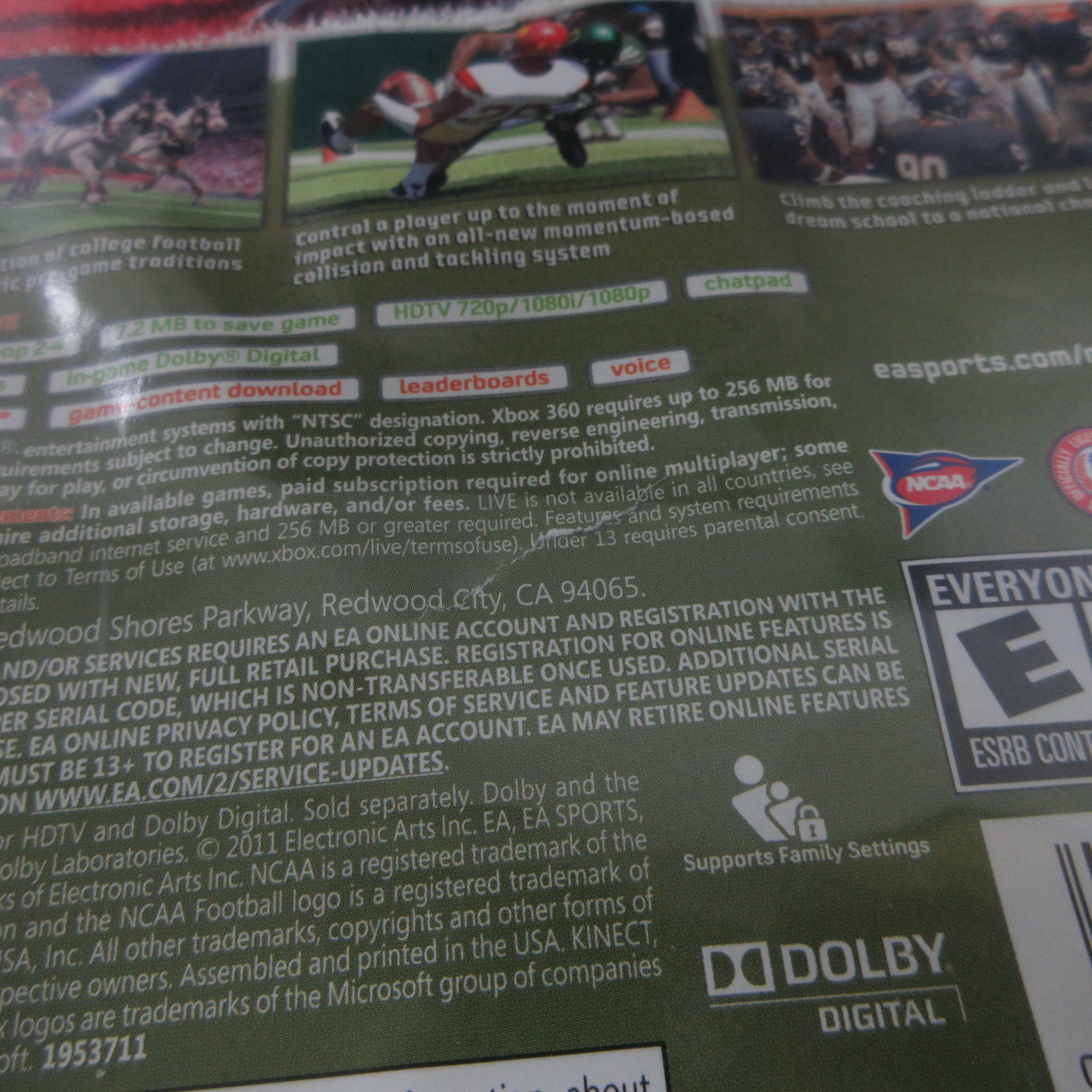 NCAA Football 12 Xbox 360 AD/DD/NM - Very Good