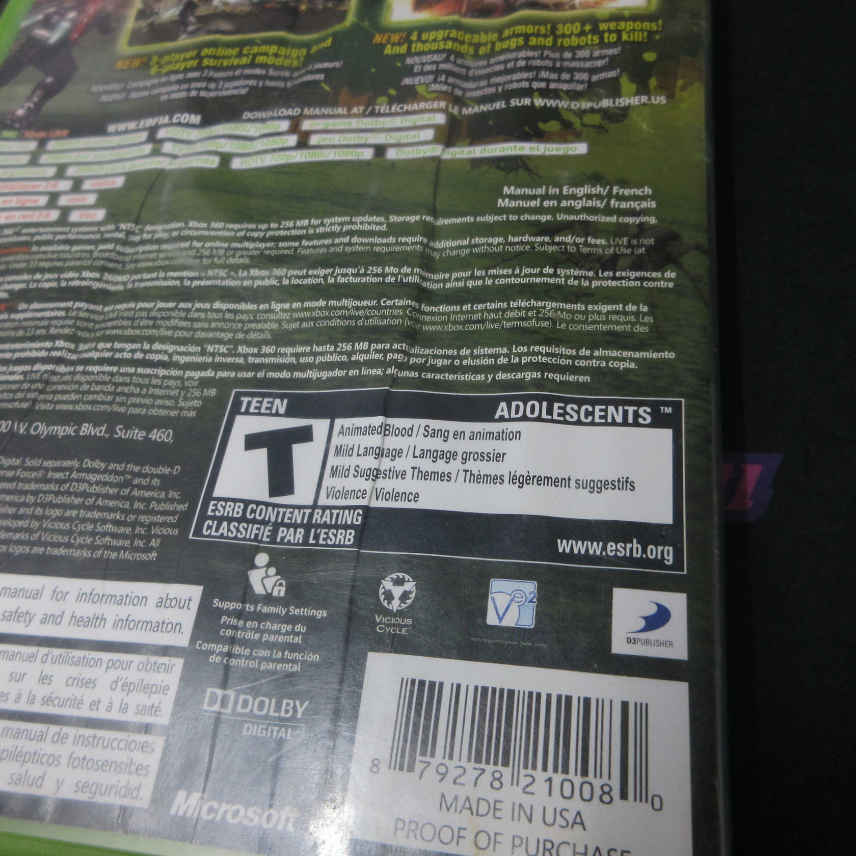 Earth Defense Force Insect Armageddon Xbox 360 AD/DD/NM - Very Good