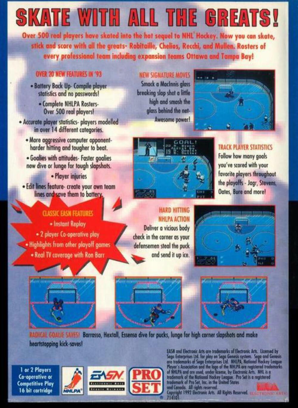 NHLPA Hockey 93 Sega Genesis Complete - Excellent