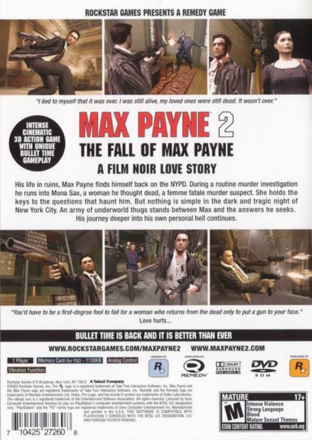Max Payne 2 The Fall of Max Payne PS2 PlayStation 2 Complete - Excellent