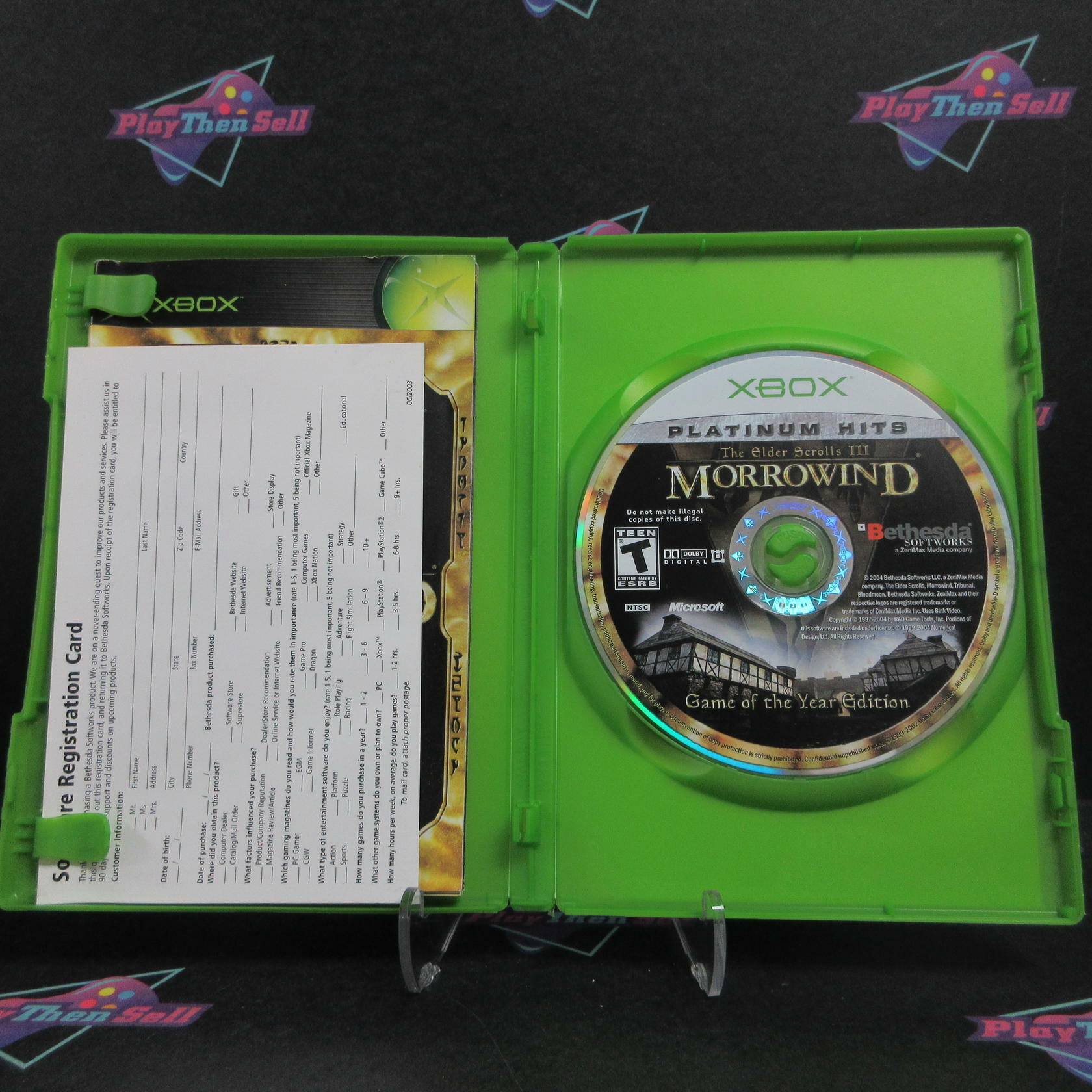 The Elder Scrolls III Morrowind GOTY Xbox PH Disc + Reg Card CIB - Excellent