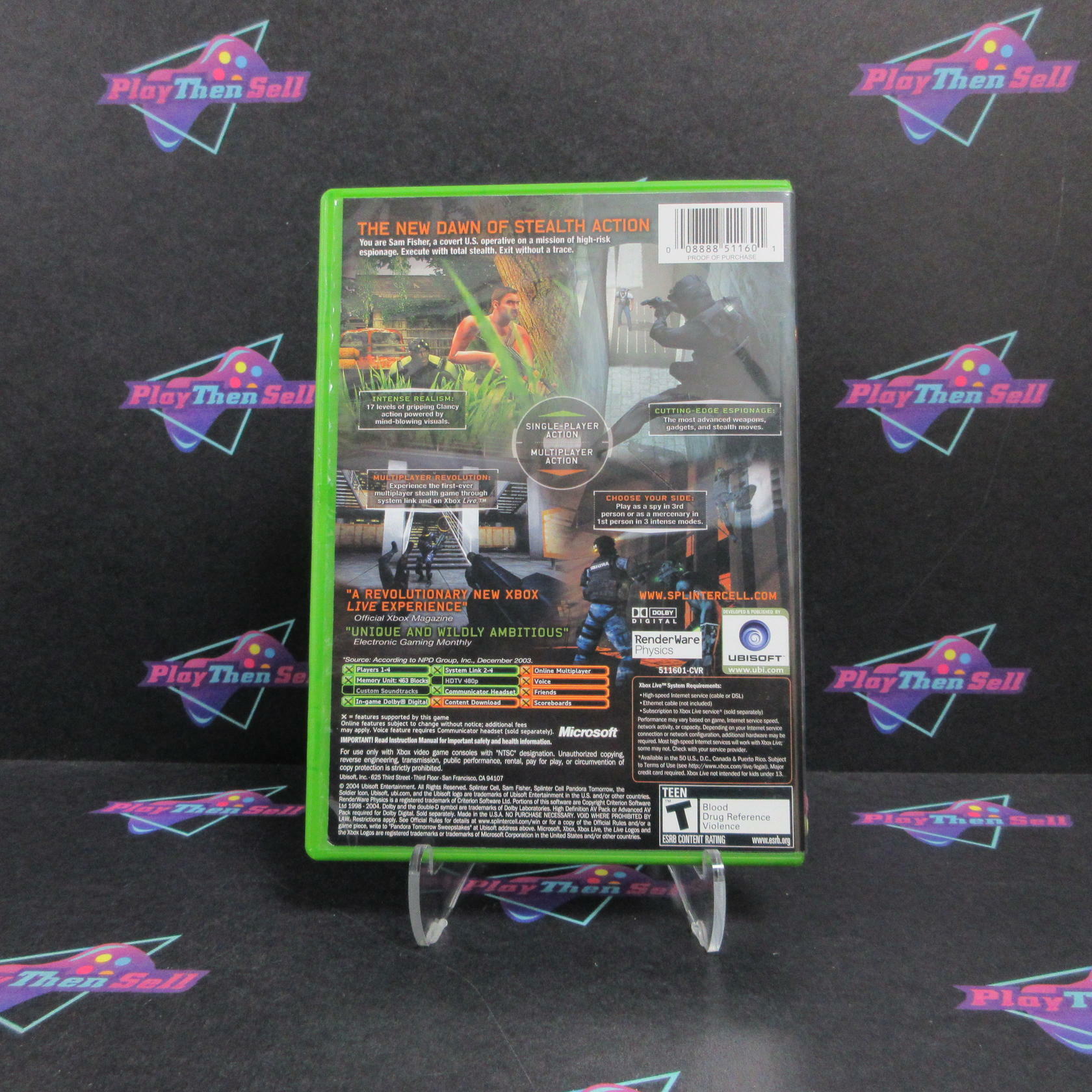 Tom Clancy's Splinter Cell Pandora Tomorrow Xbox MD + Reg Card Complete CIB - Very Good