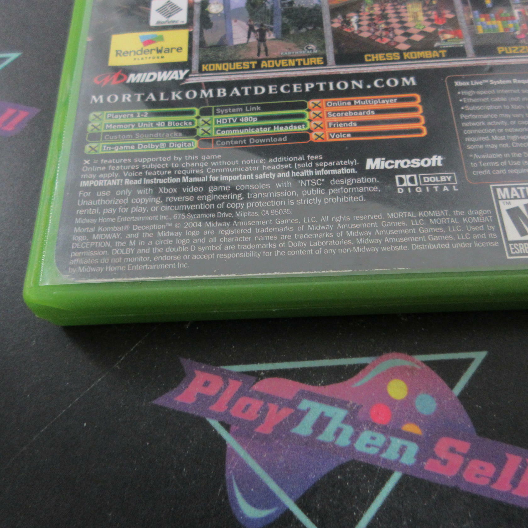 Mortal Kombat Deception Xbox AD/DD/NM - Very Good