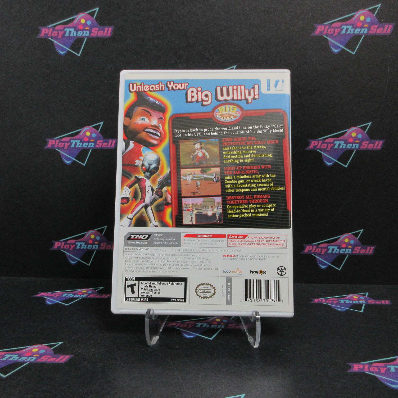 Destroy All Humans Big Willy Unleashed Nintendo Wii Complete - Excellent