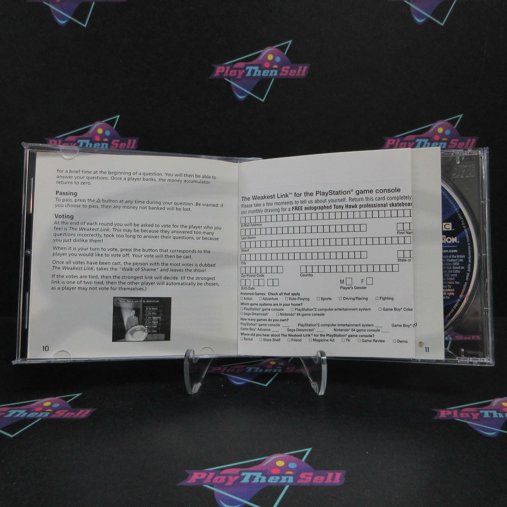 The Weakest Link PS1 PlayStation 1 AD + Reg Card No Back Art - Very Good