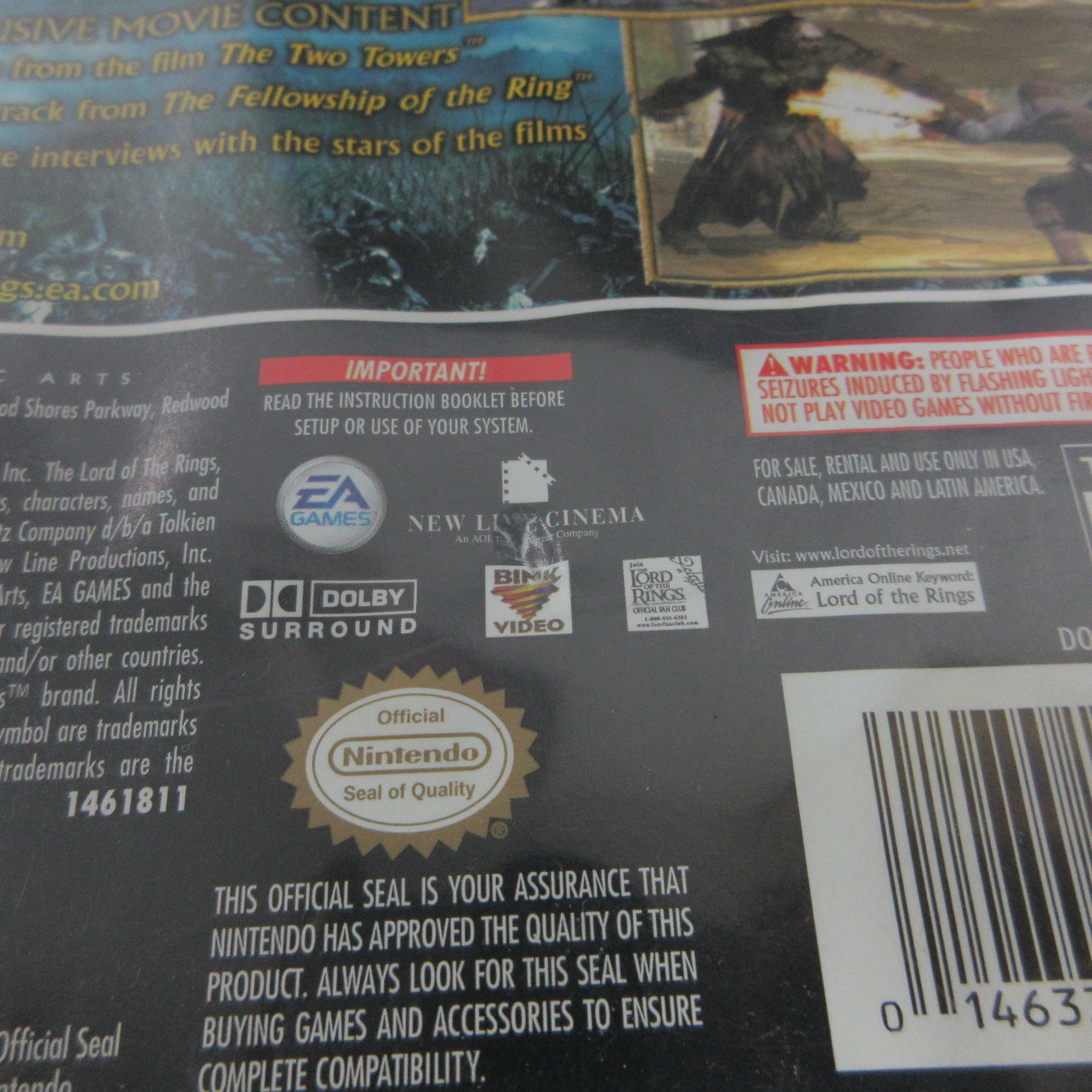 Lord of the Rings The Two Towers Nintendo GameCube AD/DD/NM - Very Good