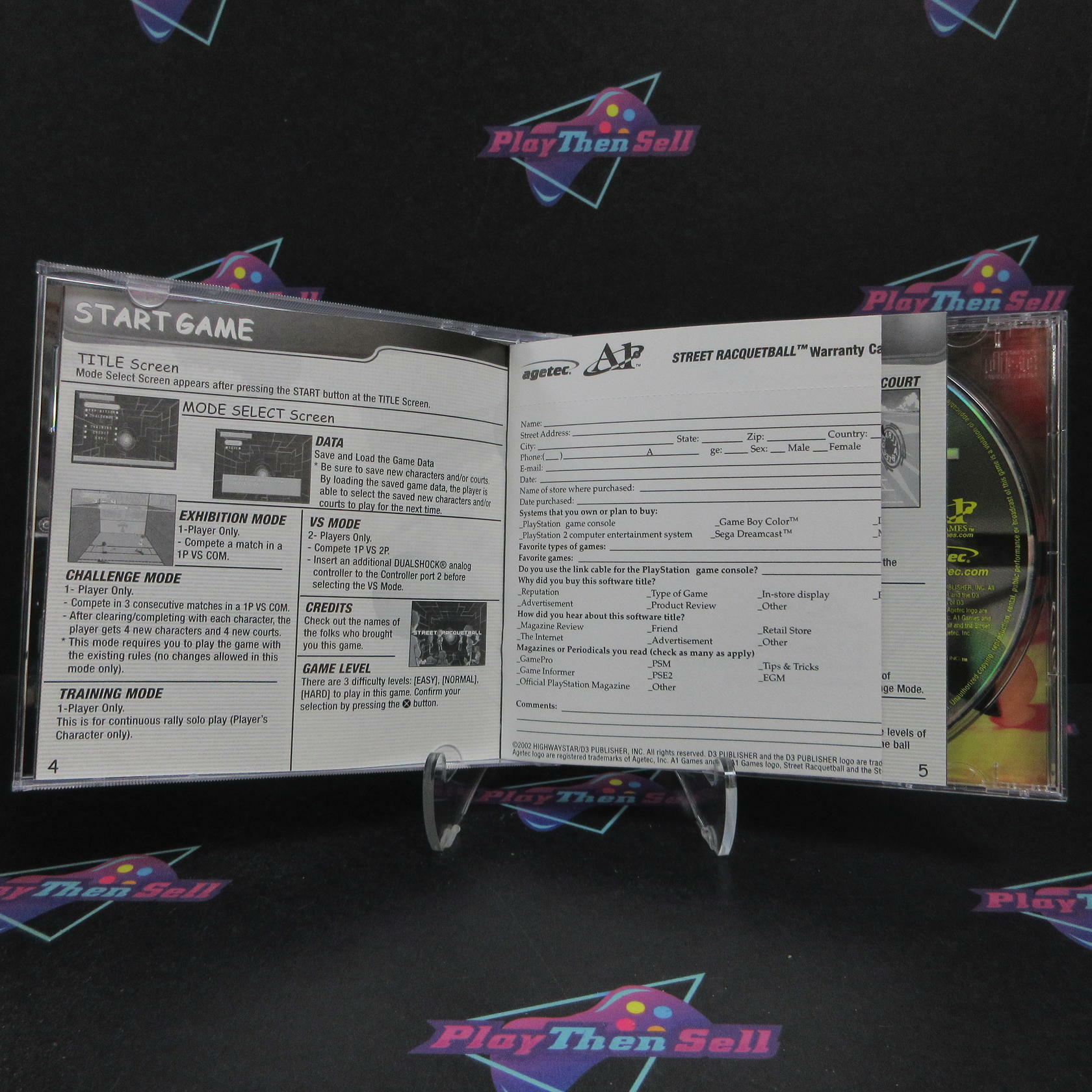 Street Racquetball PS1 Playstation 1 + Reg Card Complete - Excellent