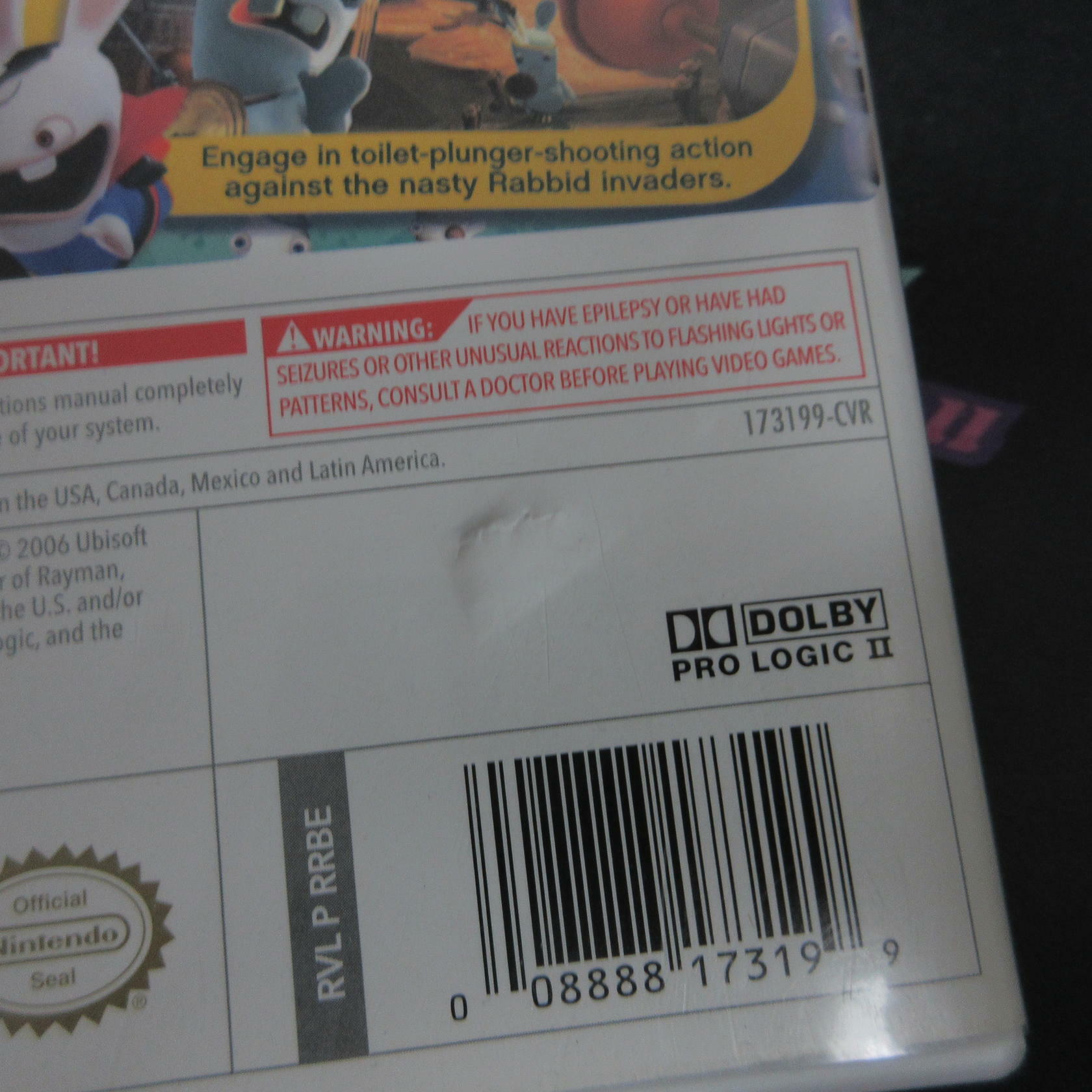 Rayman Raving Rabbids Nintendo Wii AD Complete CIB - Very Good