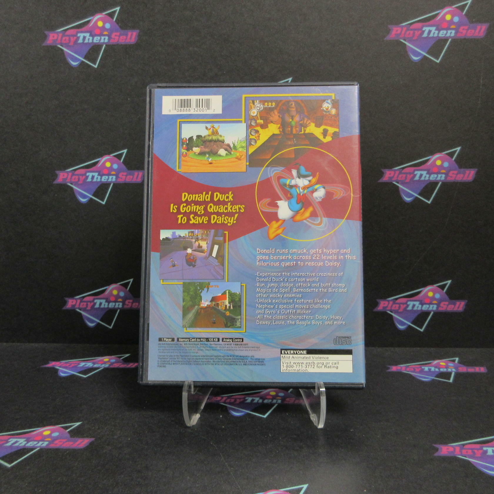 Donald Duck Goin' Quackers PS2 PlayStation 2 AD/DD + Reg Card Complete CIB - Very Good