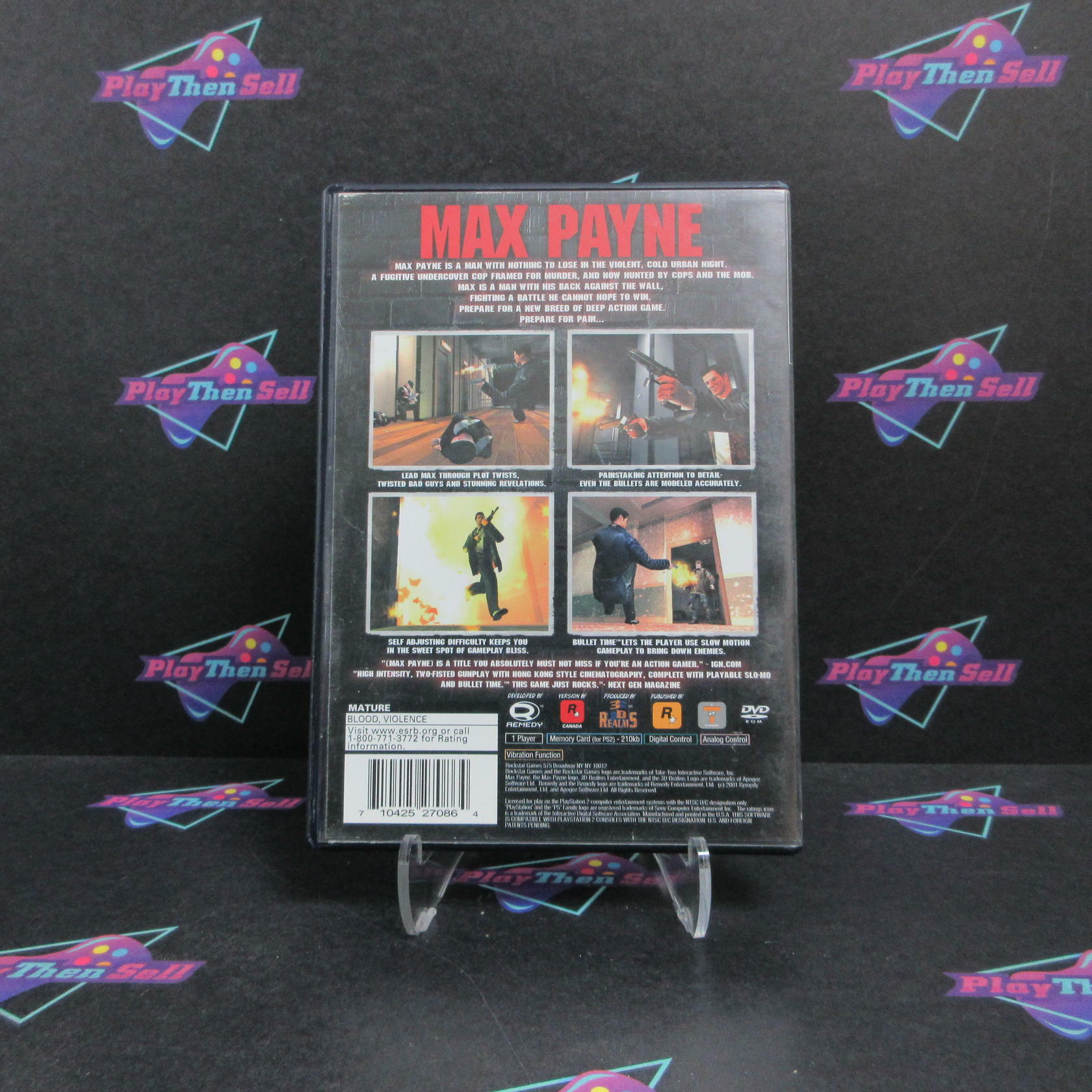 Max Payne PS2 PlayStation 2 AD/NM - Very Good