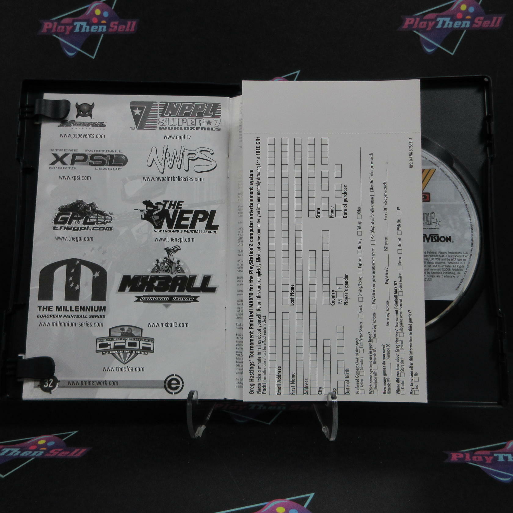 Greg Hastings' Tournament Paintball Max'D PS2 PlayStation 2 +Reg CIB - Refurbished