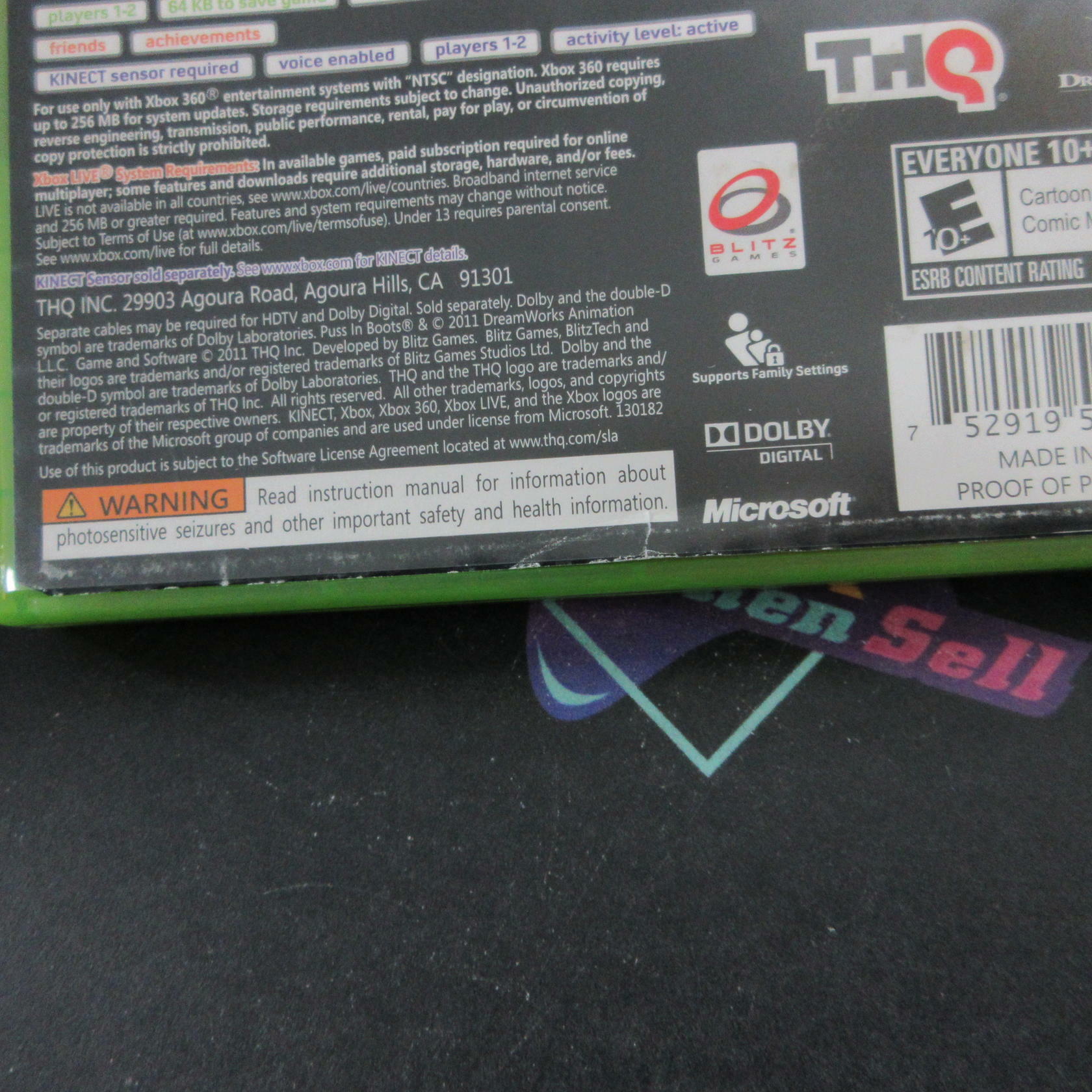 Puss in Boots Xbox 360 AD Complete CIB - Very Good