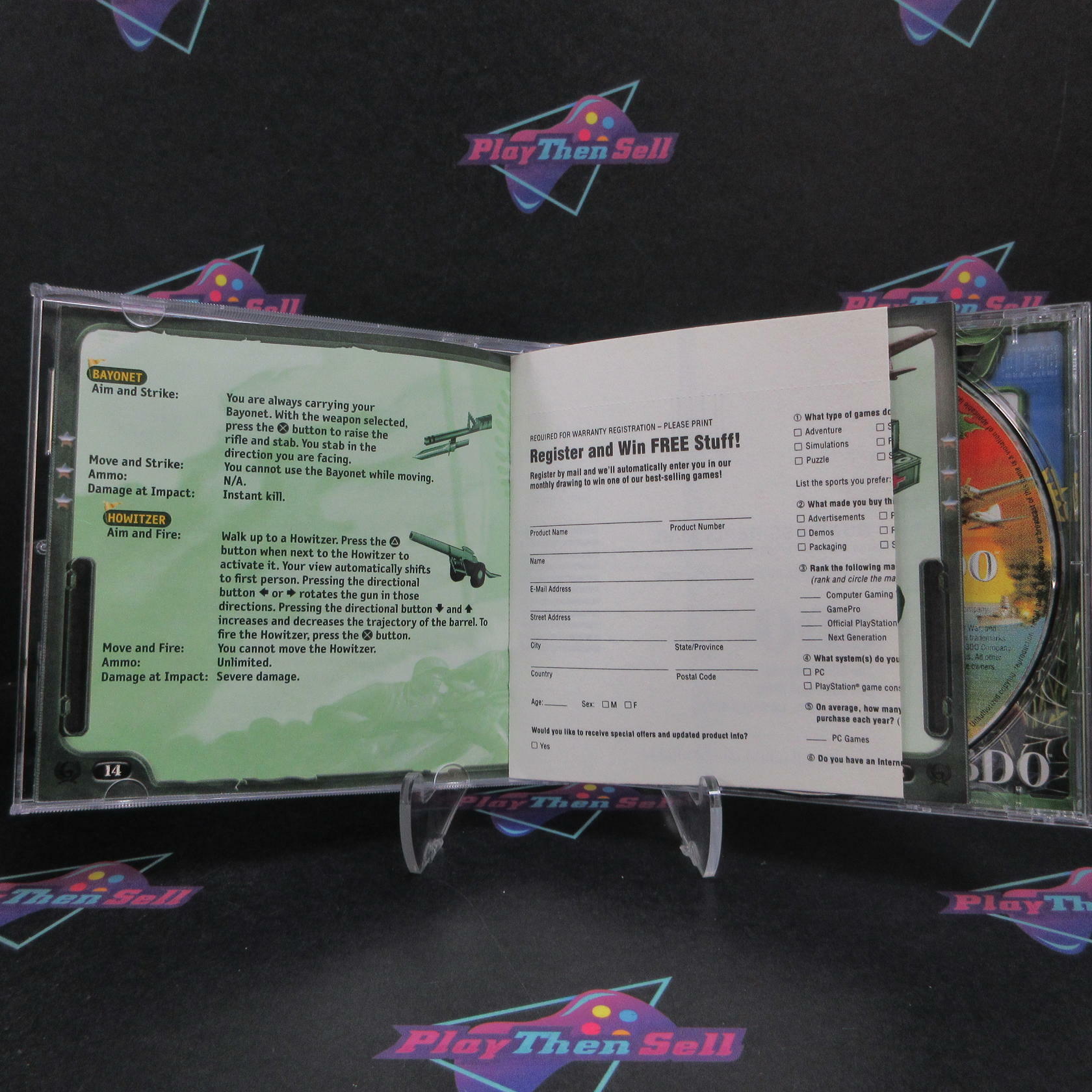 Army Men World War Land, Sea, and Air PS1 PlayStation 1 AD + Reg Card CIB - Very Good