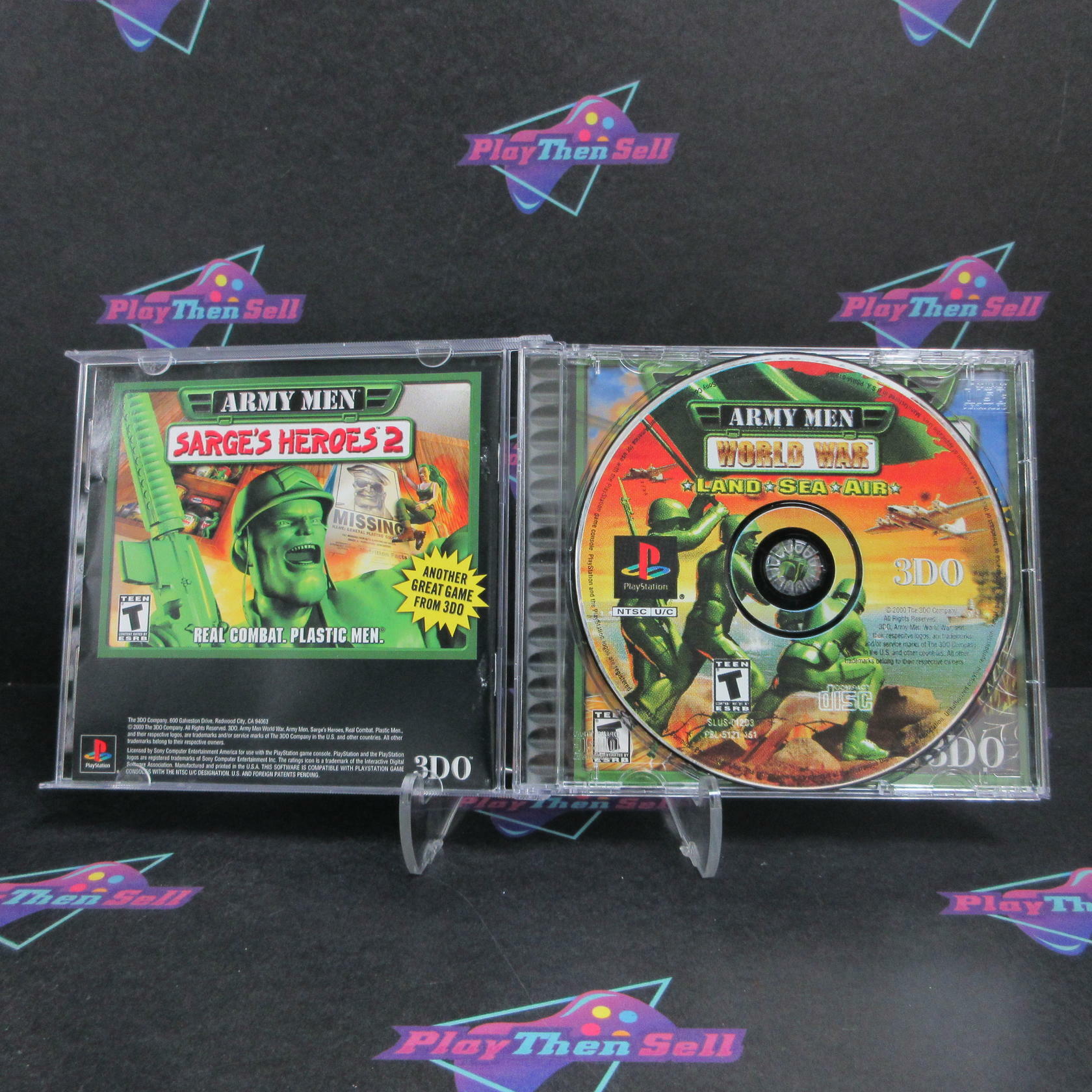 Army Men World War Land, Sea, and Air PS1 PlayStation 1 AD + Reg Card CIB - Very Good
