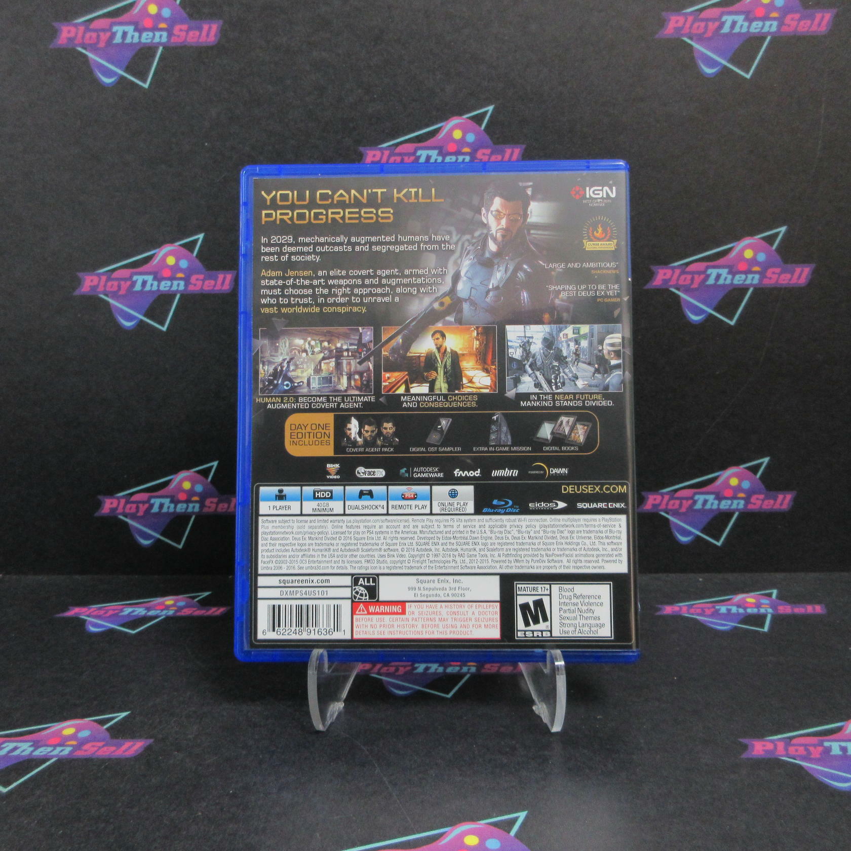 Deus Ex Mankind Divided Day One Edition PS4 PlayStation 4 Complete - Excellent