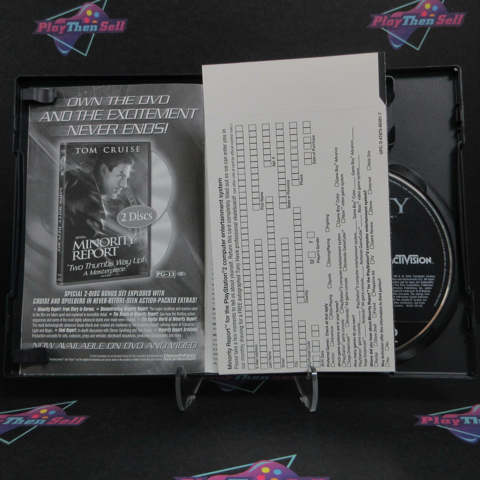 Minority Report PS2 PlayStation 2 AD + Reg Card Complete CIB - Very Good