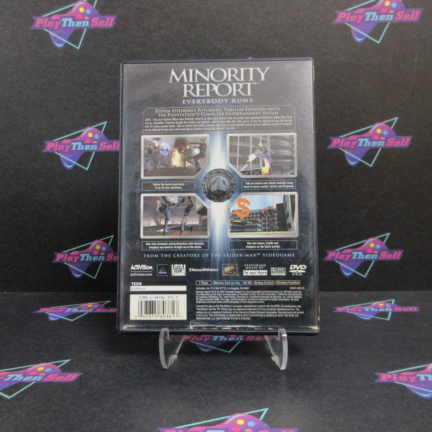 Minority Report PS2 PlayStation 2 AD + Reg Card Complete CIB - Very Good
