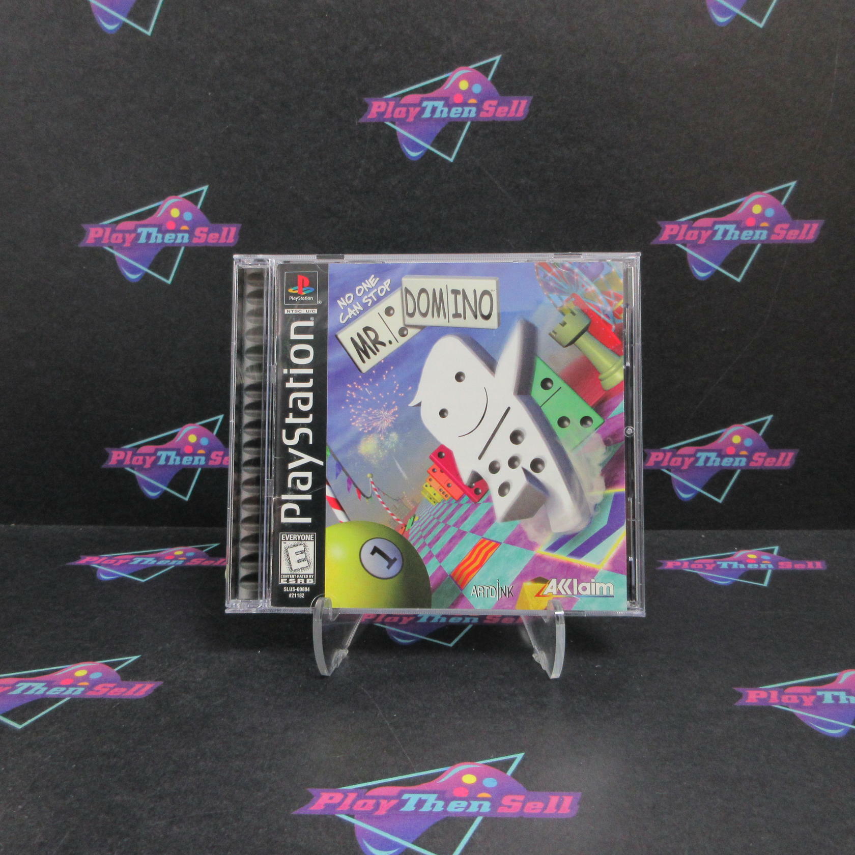 No One Can Stop Mr. Domino PS1 PlayStation 1 MD + Reg Card Complete CIB - Very Good