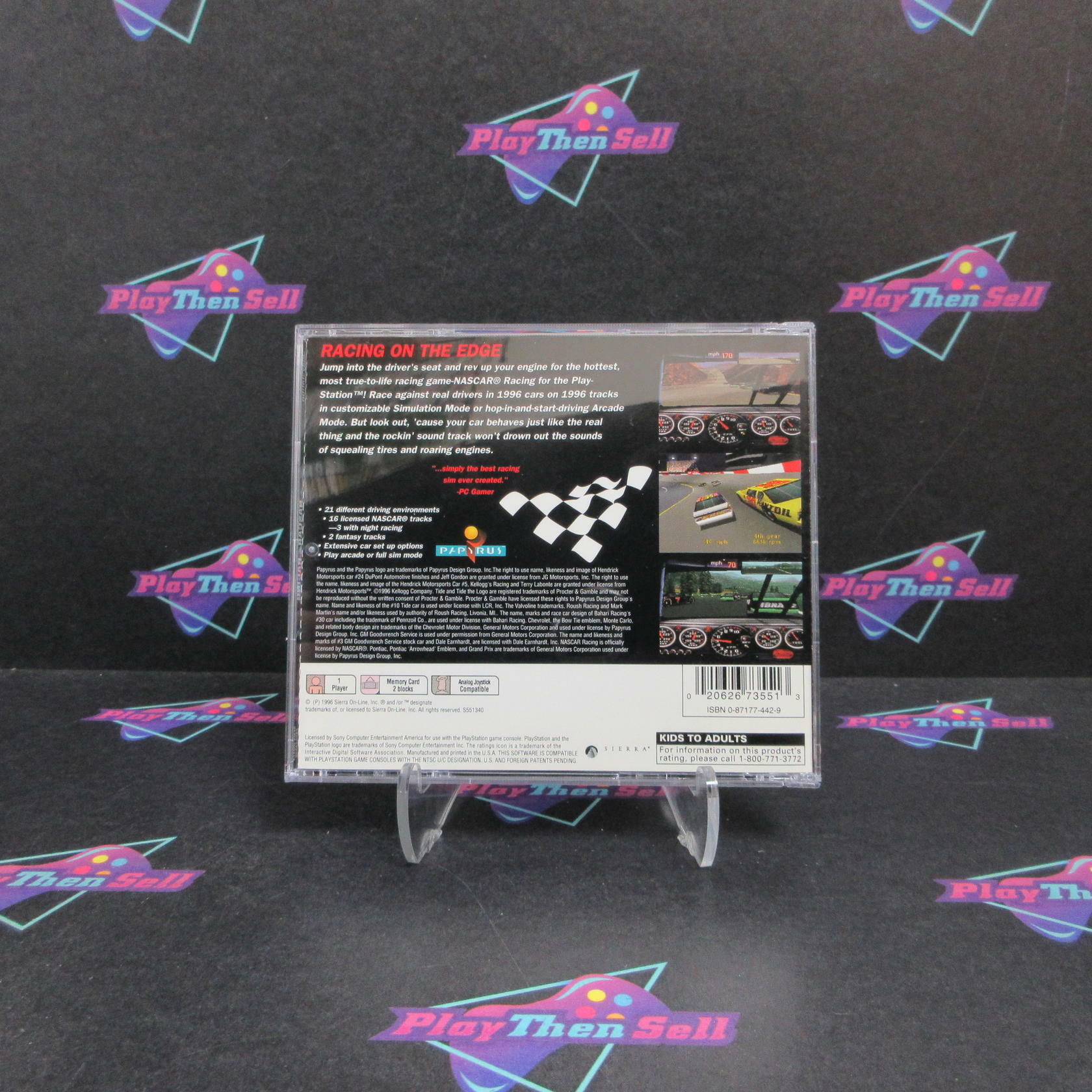 NASCAR Racing PS1 PlayStation 1 MD + Reg Card Complete CIB - Very Good
