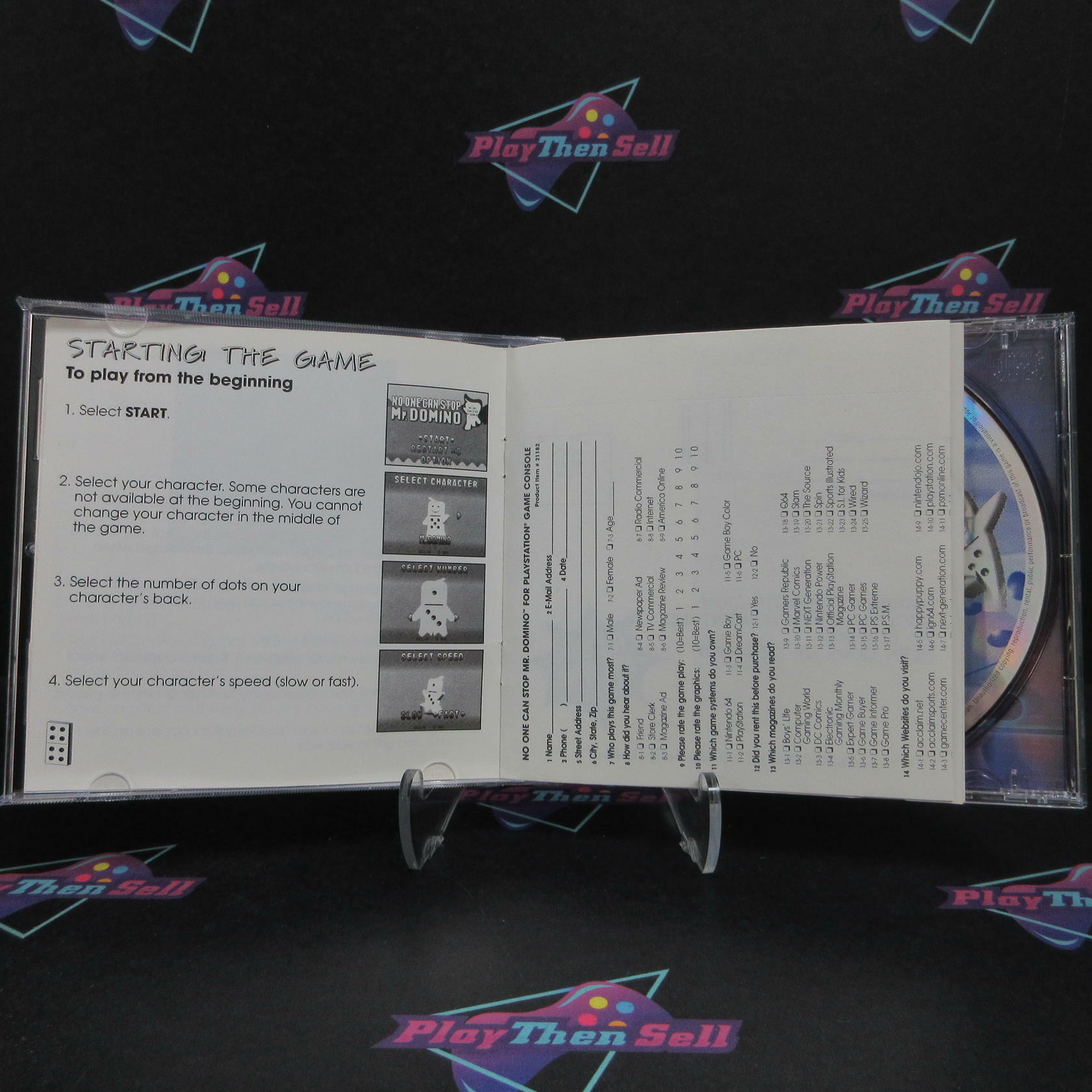 No One Can Stop Mr. Domino PS1 PlayStation 1 MD + Reg Card Complete CIB - Very Good
