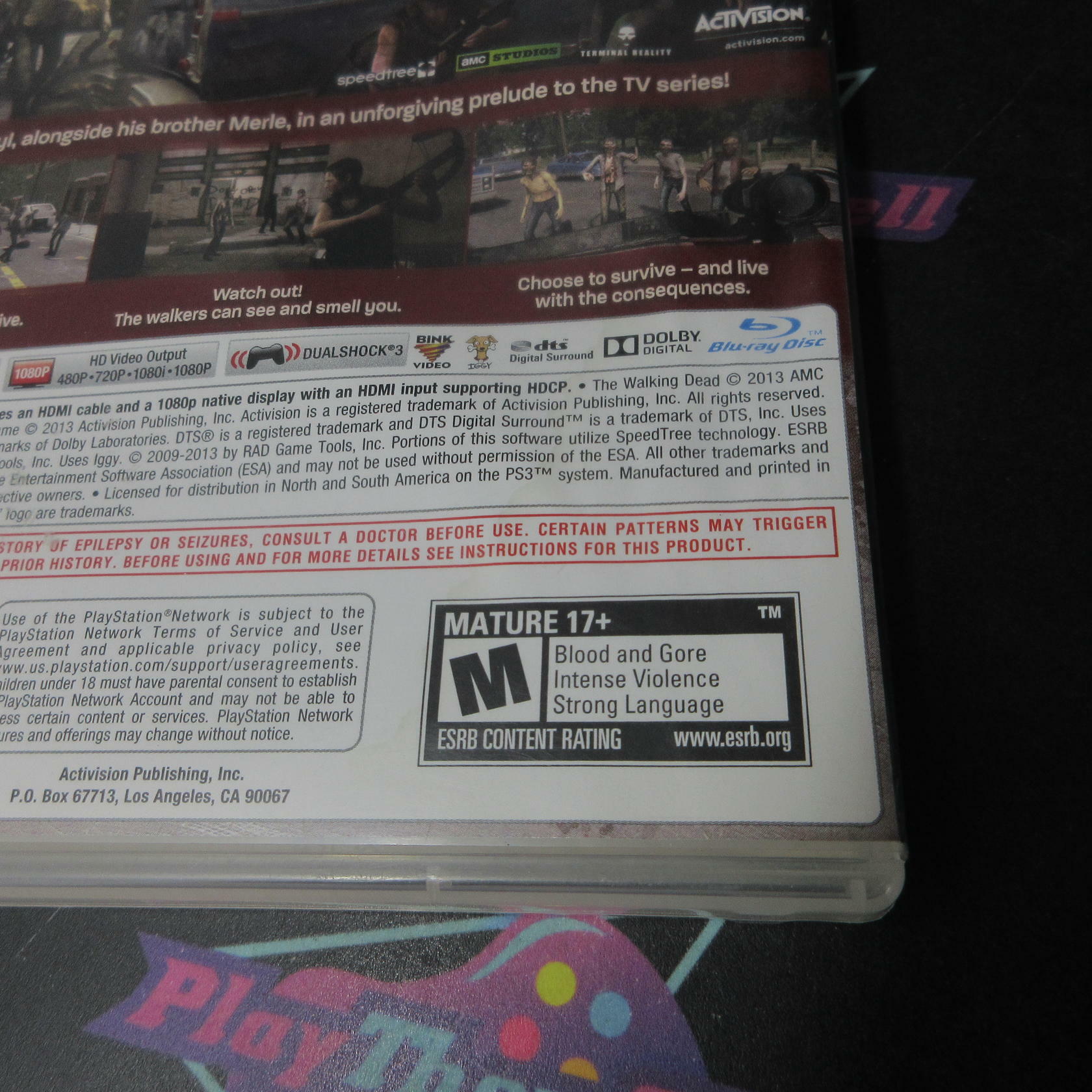 The Walking Dead Survival Instinct PS3 PlayStation 3 AD/NM - Very Good