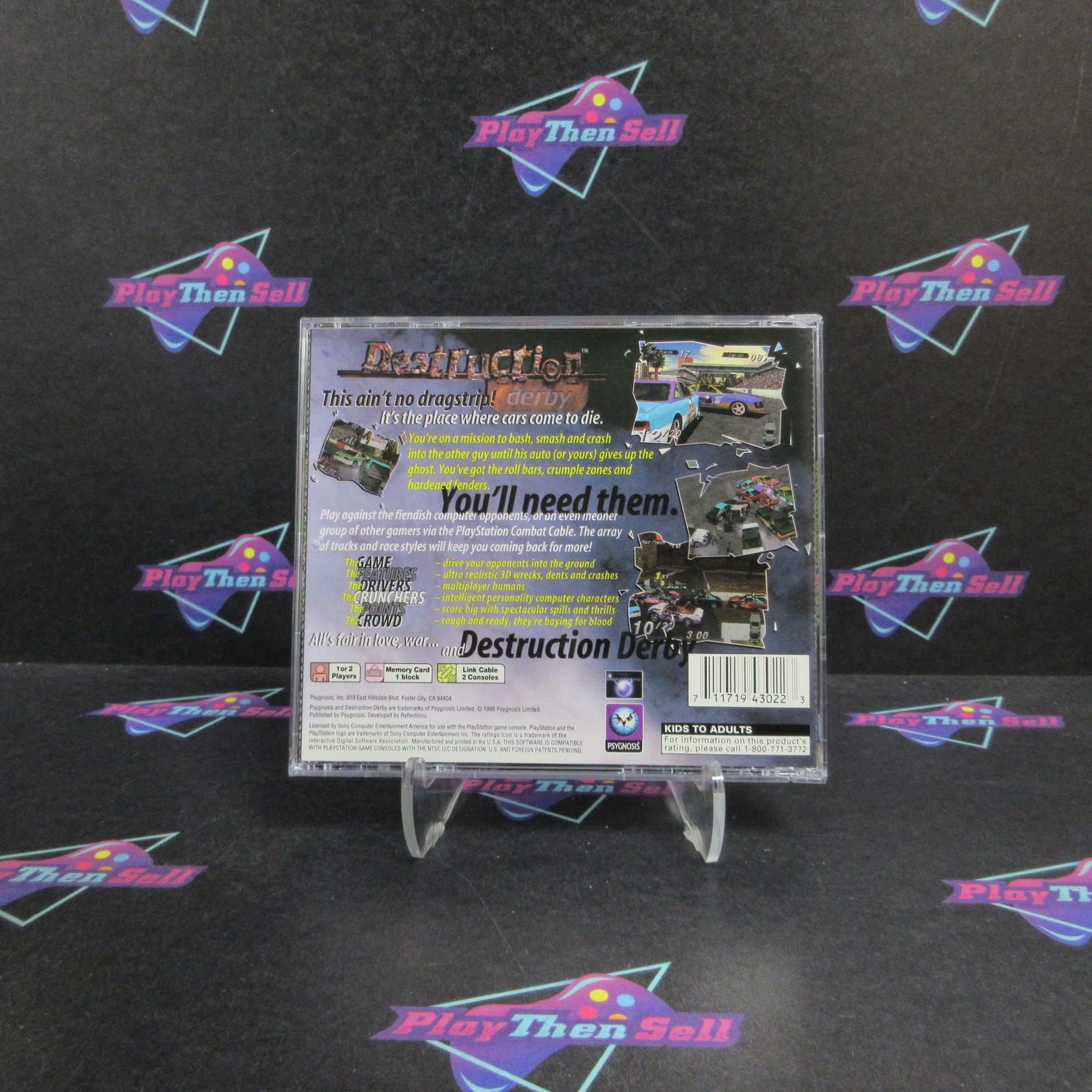 Destruction Derby PS1 PlayStation 1 + Reg Card Complete - Excellent