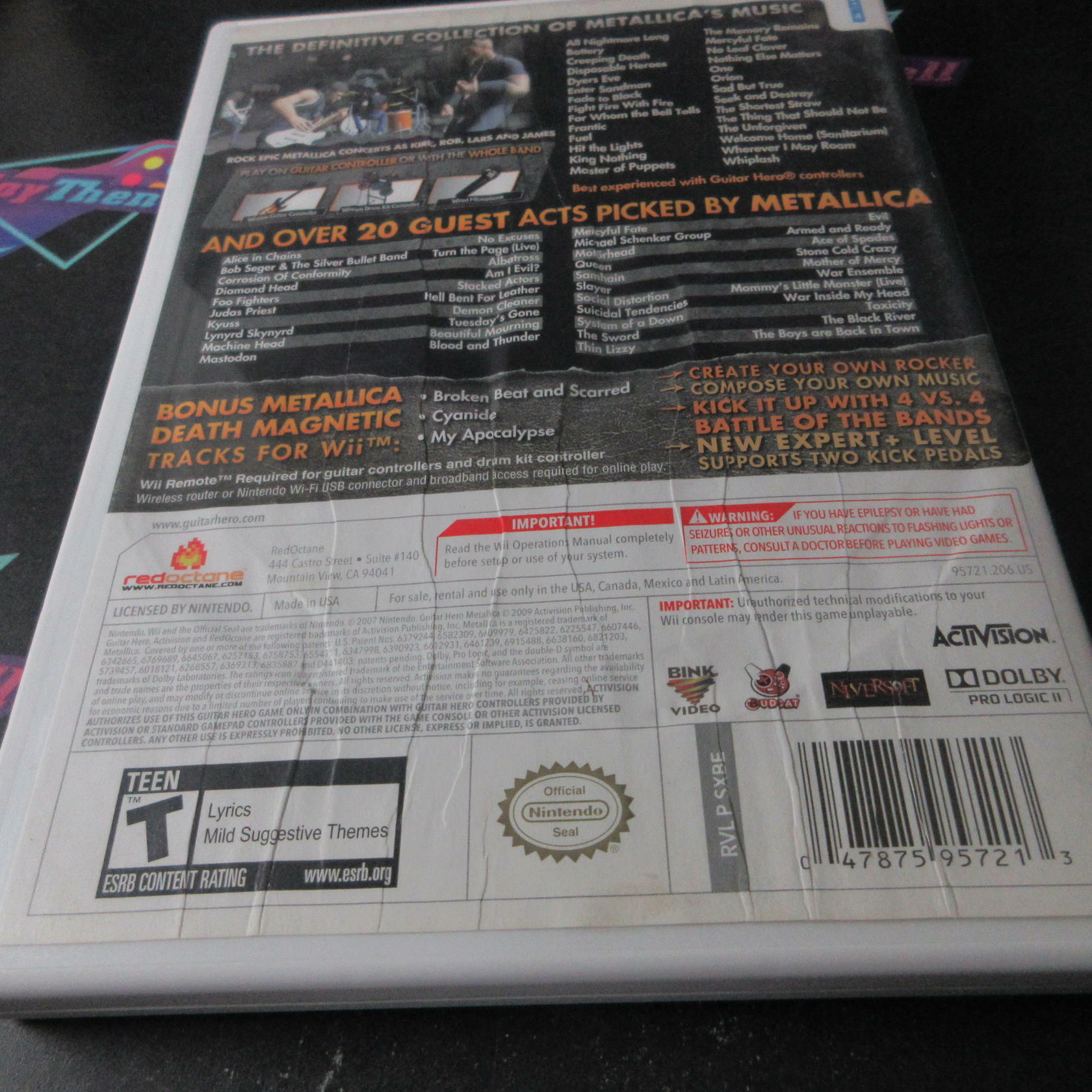 Guitar Hero Metallica Nintendo Wii AD Complete CIB - Very Good
