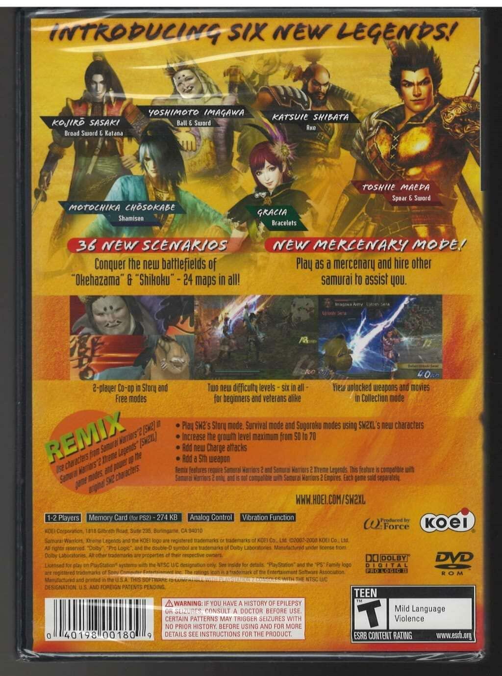 Samurai Warriors 2 Xtreme Legends PS2 PlayStation 2 AD Complete CIB - Very Good