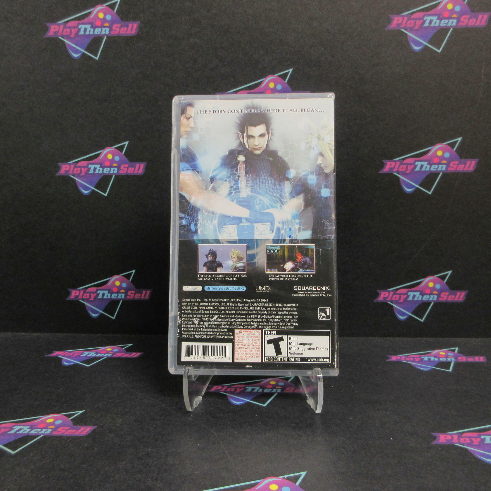 Crisis Core Final Fantasy VII Sony PSP Clear UMD AD + Reg Card Complete CIB - Very Good