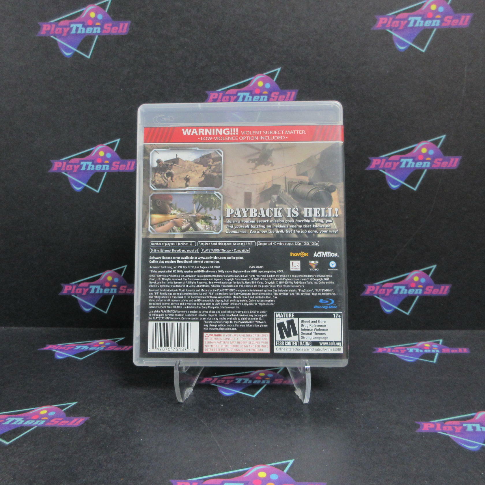 Soldier Of Fortune Payback PS3 PlayStation 3 DD Complete CIB - Very Good