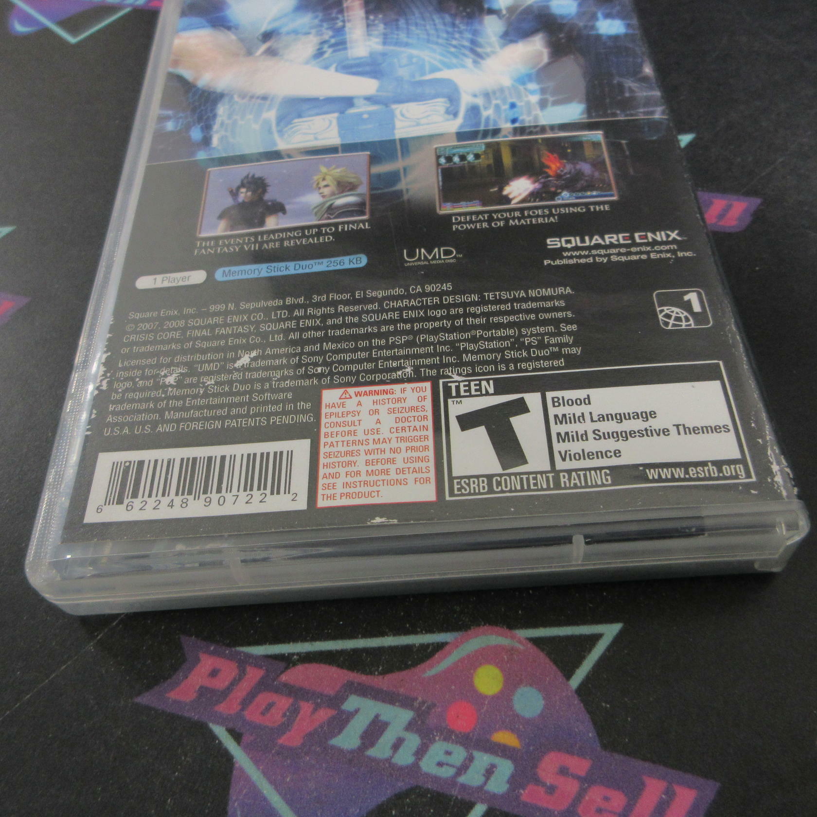 Crisis Core Final Fantasy VII Sony PSP Clear UMD AD + Reg Card Complete CIB - Very Good